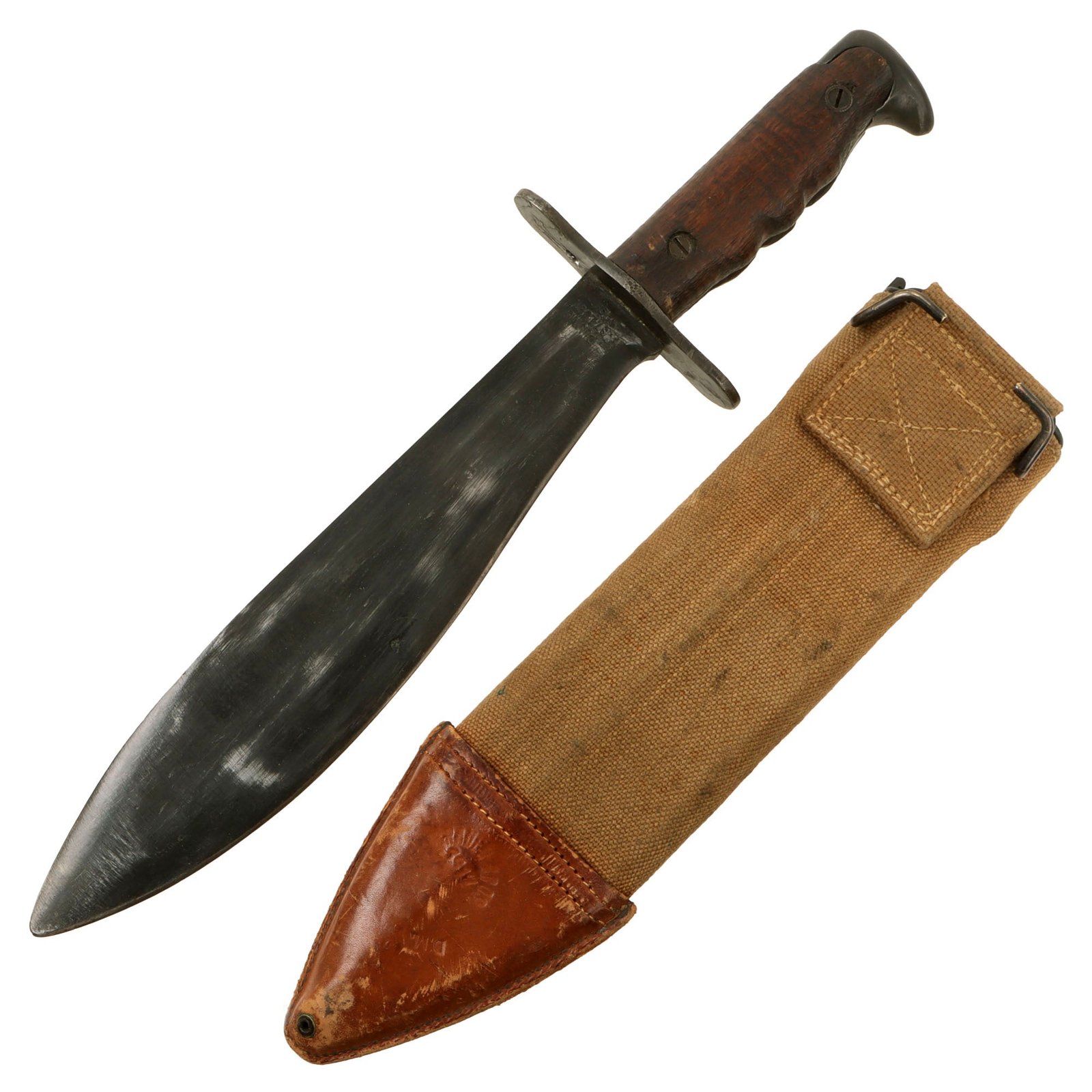 Original U.S. WWI Model 1917 Bolo Knife by Plumb St. Louis with 1917-Dated Canvas Scabbard - Dated 1918