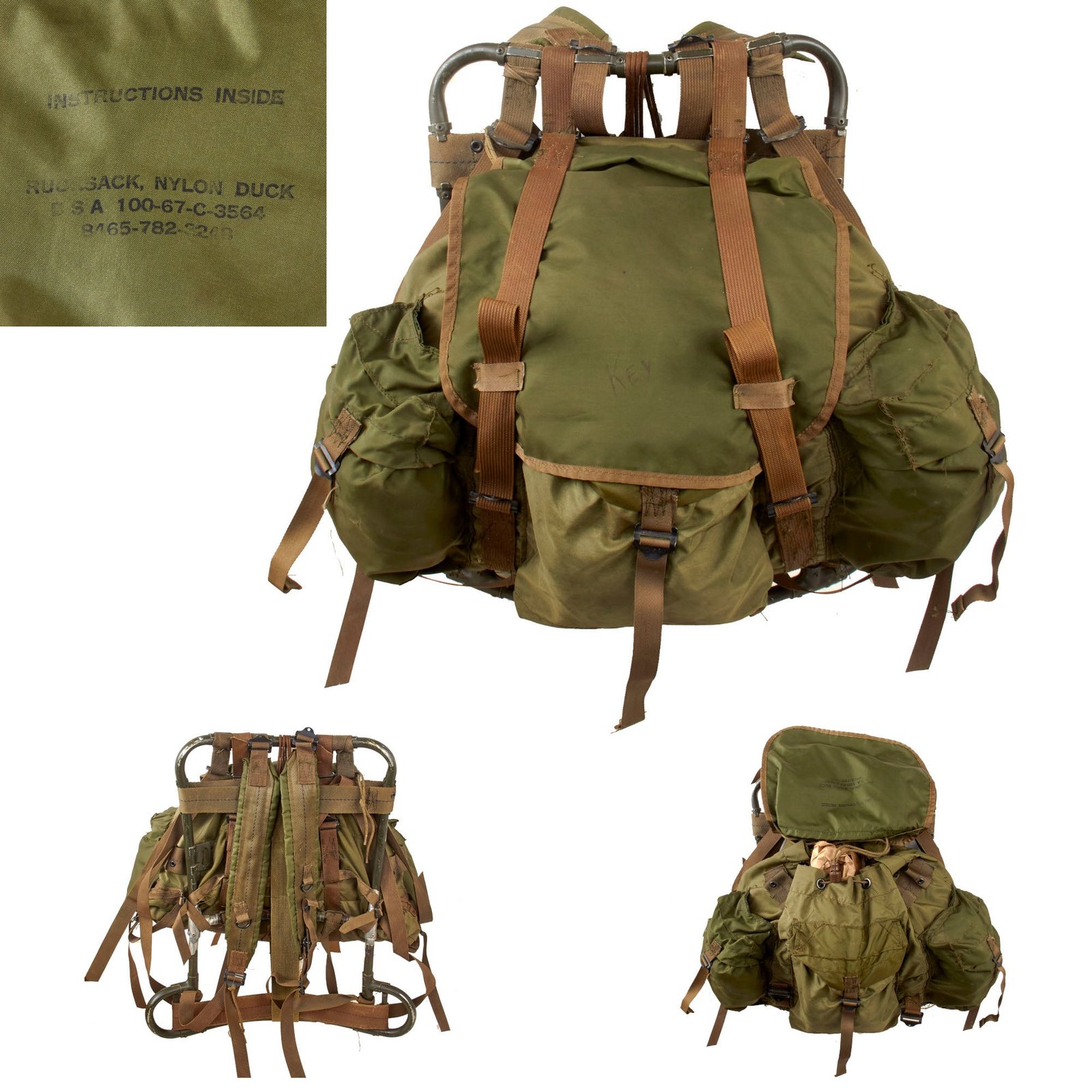 Original U.S. Vietnam War Early 1964 Model Lightweight Rucksack with Welded Aluminum Frame