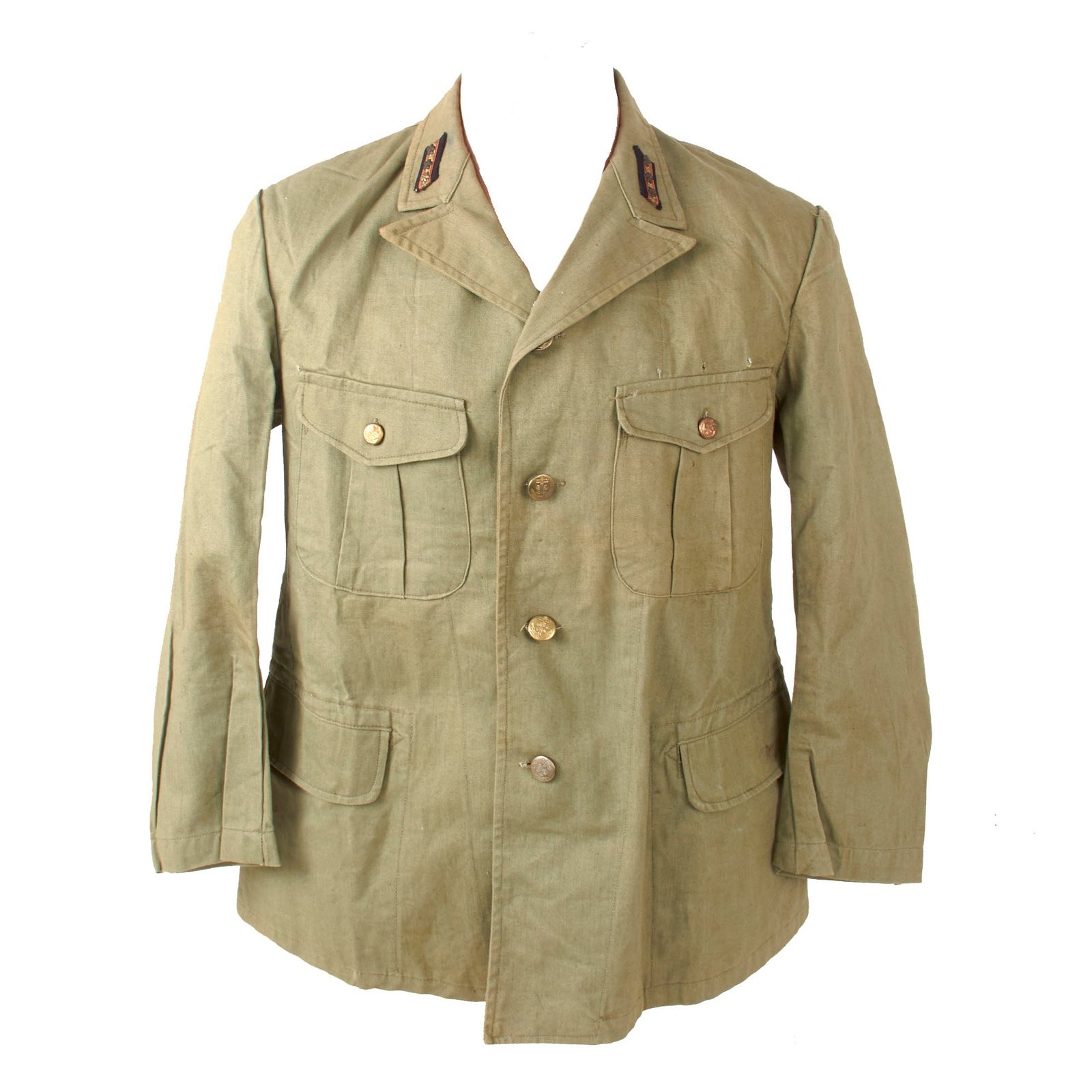 Original WWII Imperial Japanese Naval Landing Forces Tropical Uniform Tunic with Lieutenant’s Collar Tabs