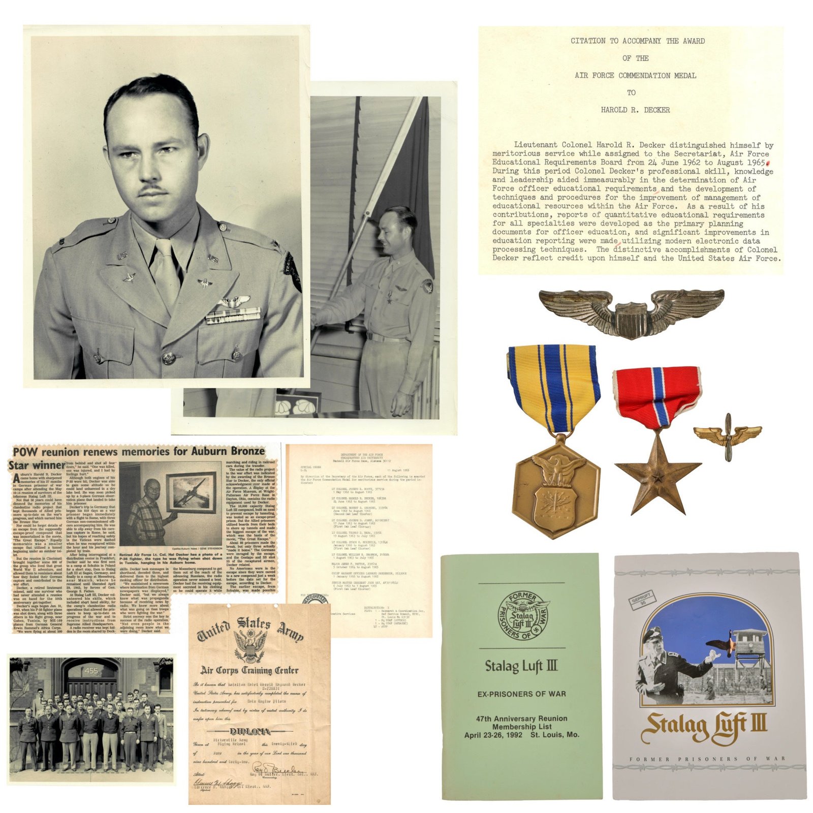Original U.S. WWII AAF Prisoner of War Ephemera Grouping - Bronze Star Recipient Harold R. Decker - Stalag Luft III