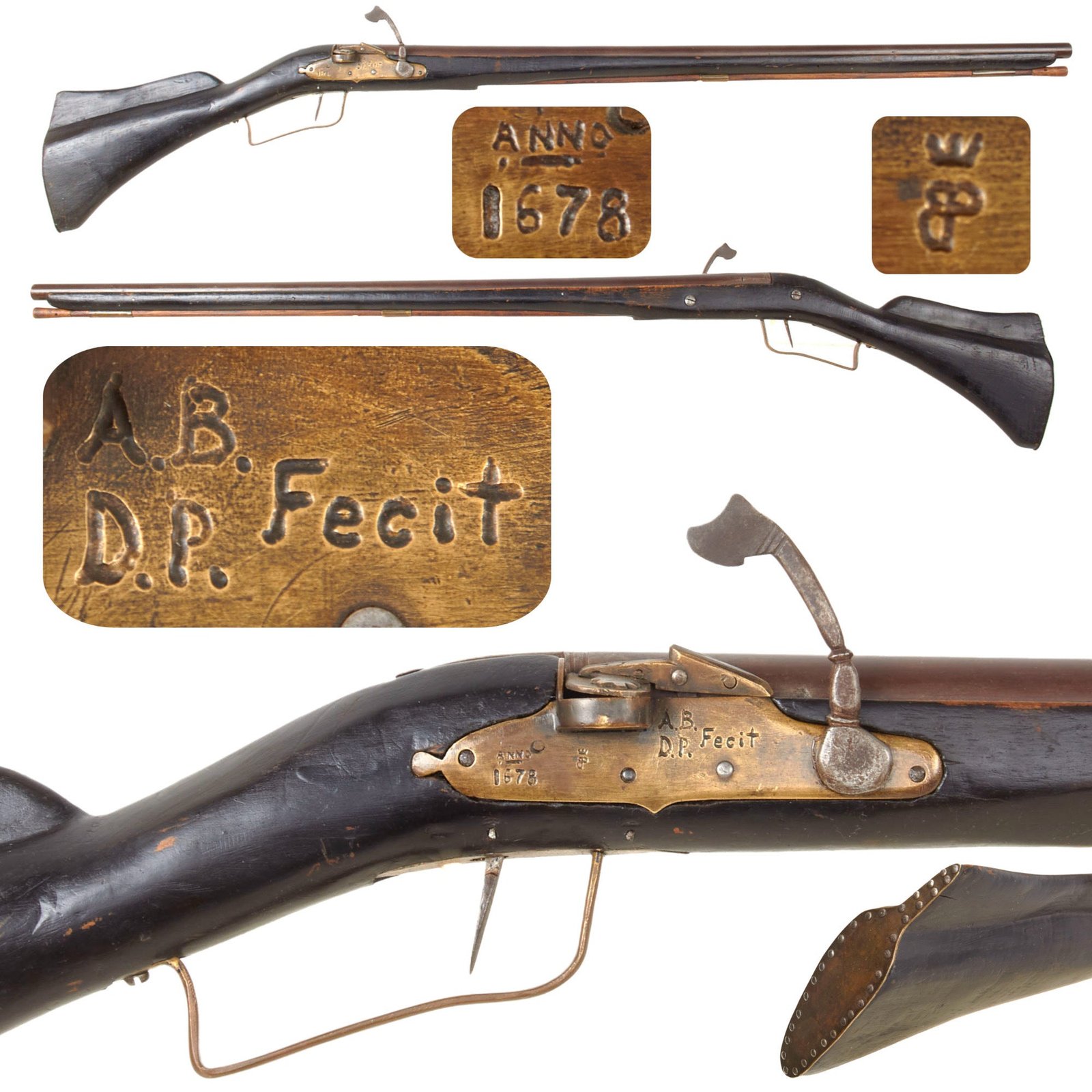 Original Victorian Era Functional Replica of a European Continental 17th Century Matchlock Musket - Circa 1840