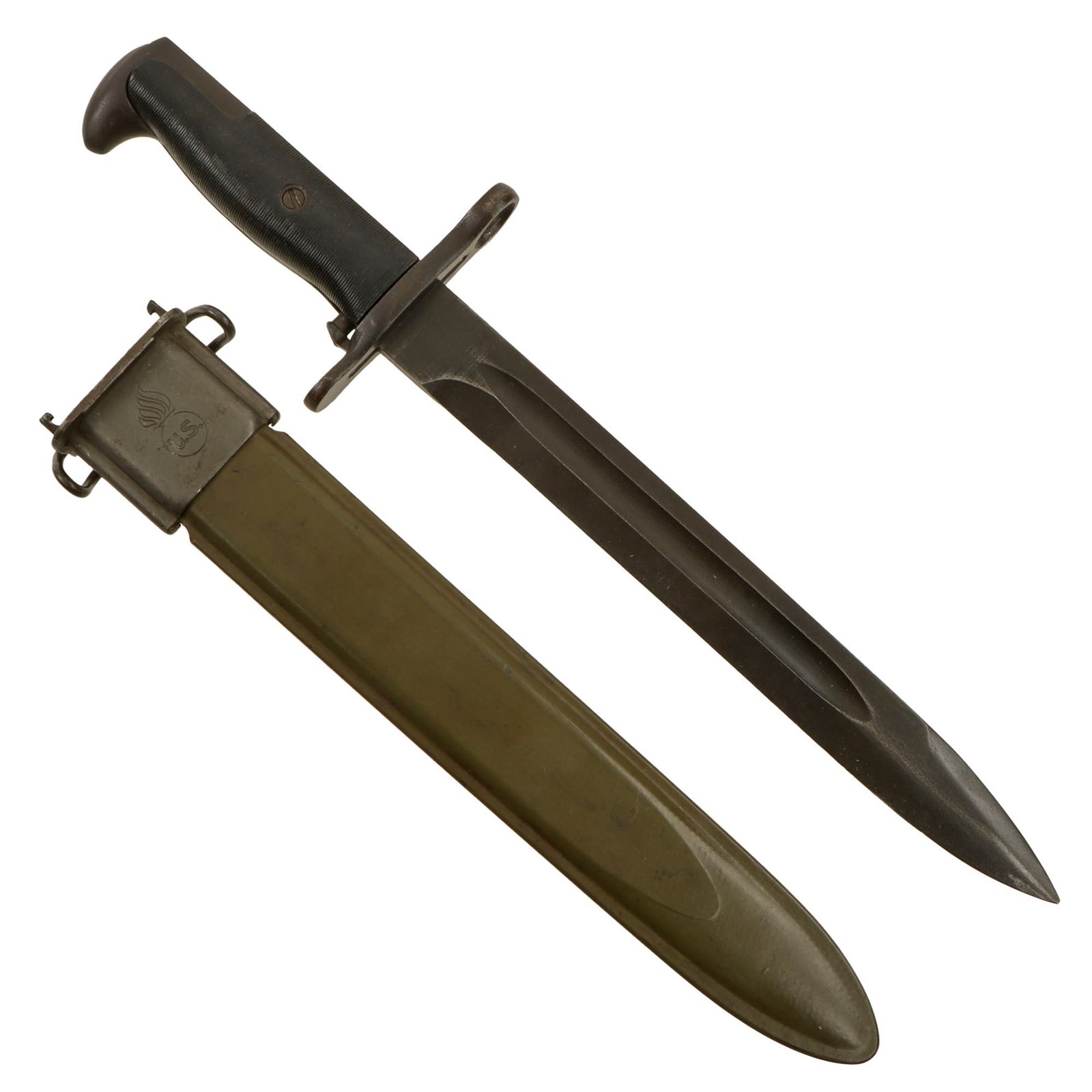 Original U.S. WWII M1 Garand 10 inch Bayonet by American Fork & Hoe with M7 Scabbard - Excellent