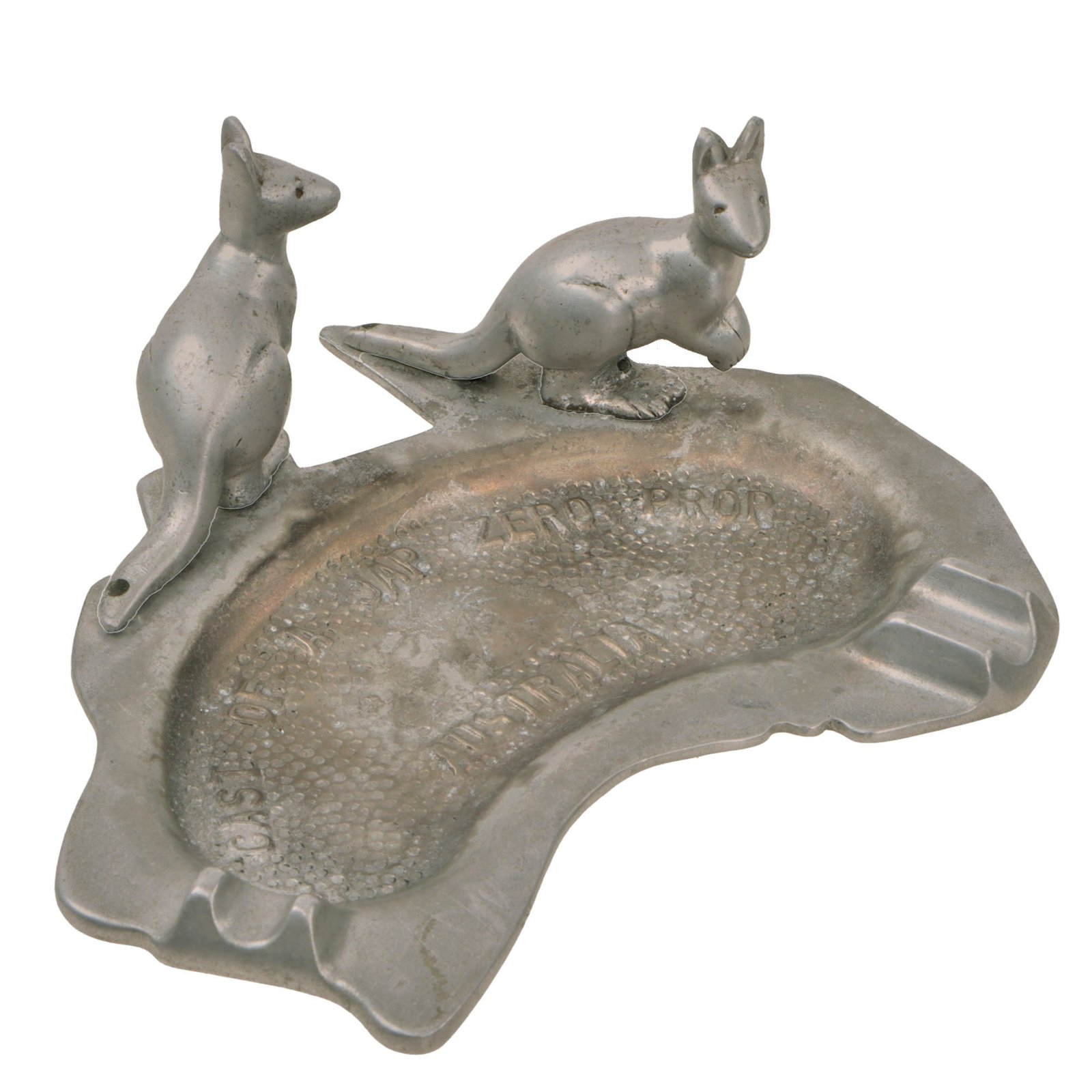Original U.S. WWII Bringback Australian Kangaroo Ashtray Cast from Japanese Zero Propeller