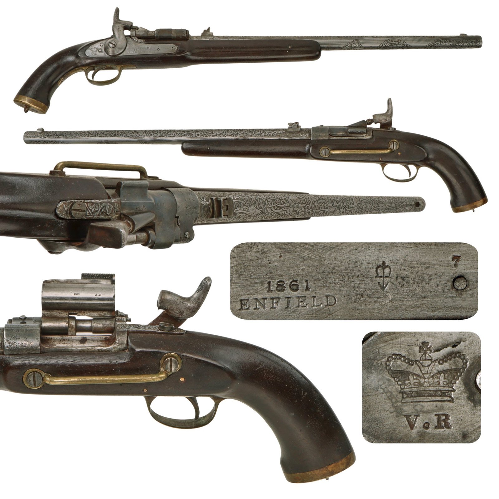 Original British P-1853 Enfield 3-Band Rifle Converted to Engraved Snider Mk.II** Pistol Dated 1861 - USGI Afghanistan Bring Back