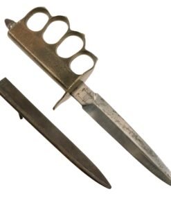 Original U.S. WWI Model 1918 French Made Mark I Trench Knife by AU LION with Correct Steel Scabbard