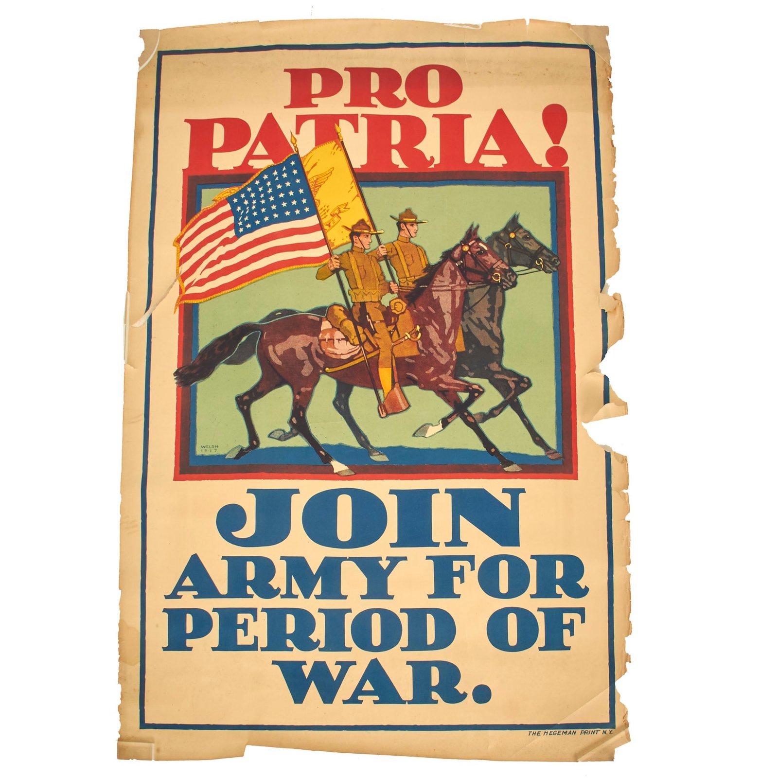 Buy Original U.S. WWI “Pro Patria!” US Army Recruitment Poster - 41 ½” x 28 ½” | Original Firearms Antique For Sale