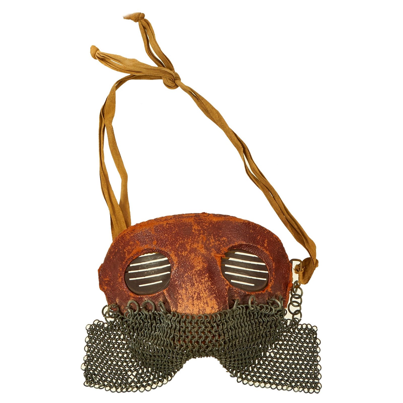 Buy Original British WWI Tankers Leather Covered Splatter Mask with Chainmail Mouth Guard by Rury’s of Sheffield | Original Firearms Antique For Sale