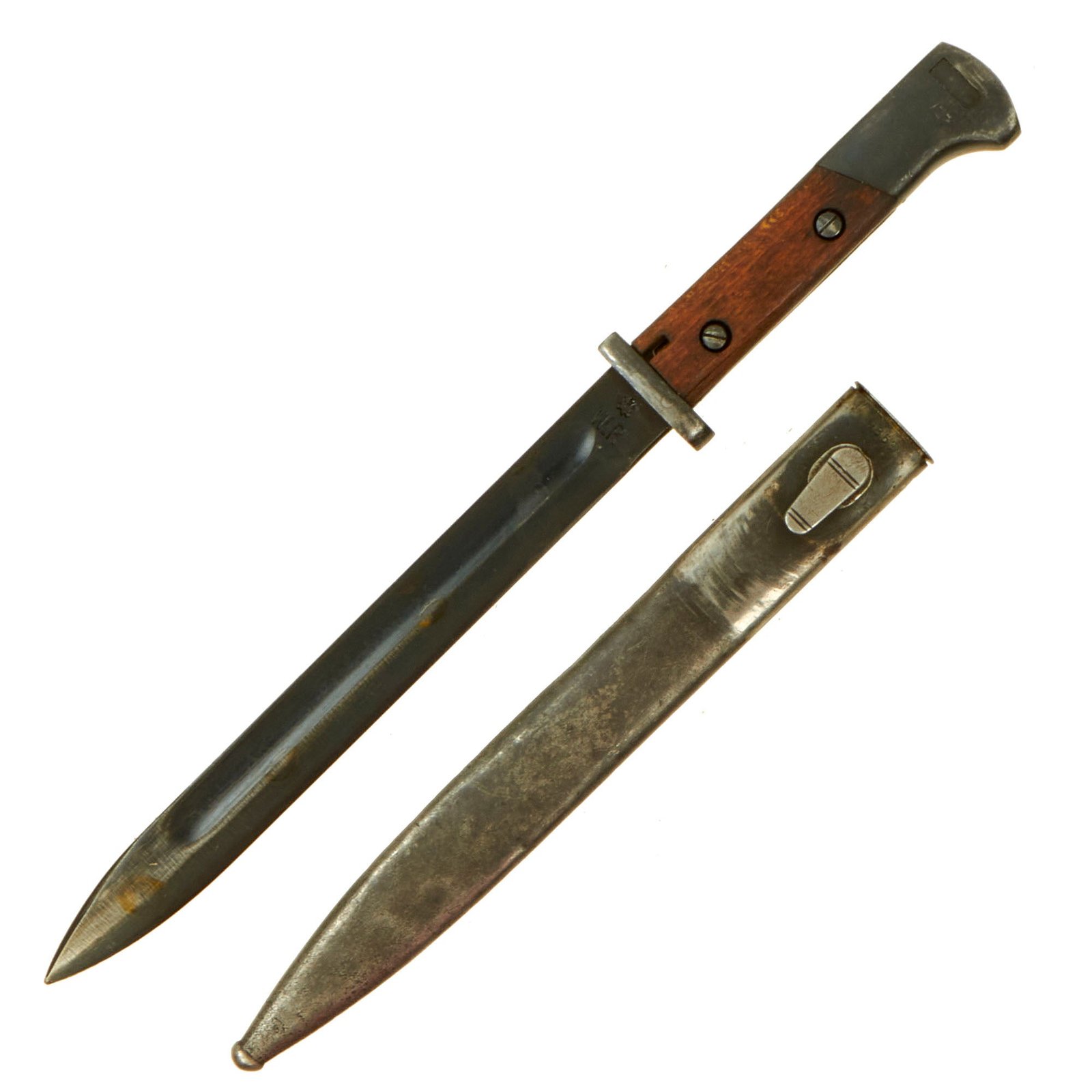 Buy Original Pre-WWII Polish Wz 22 Mauser Bayonet by PERKUN with German 1936 Dated 98K Scabbard | Original Firearms Antique For Sale