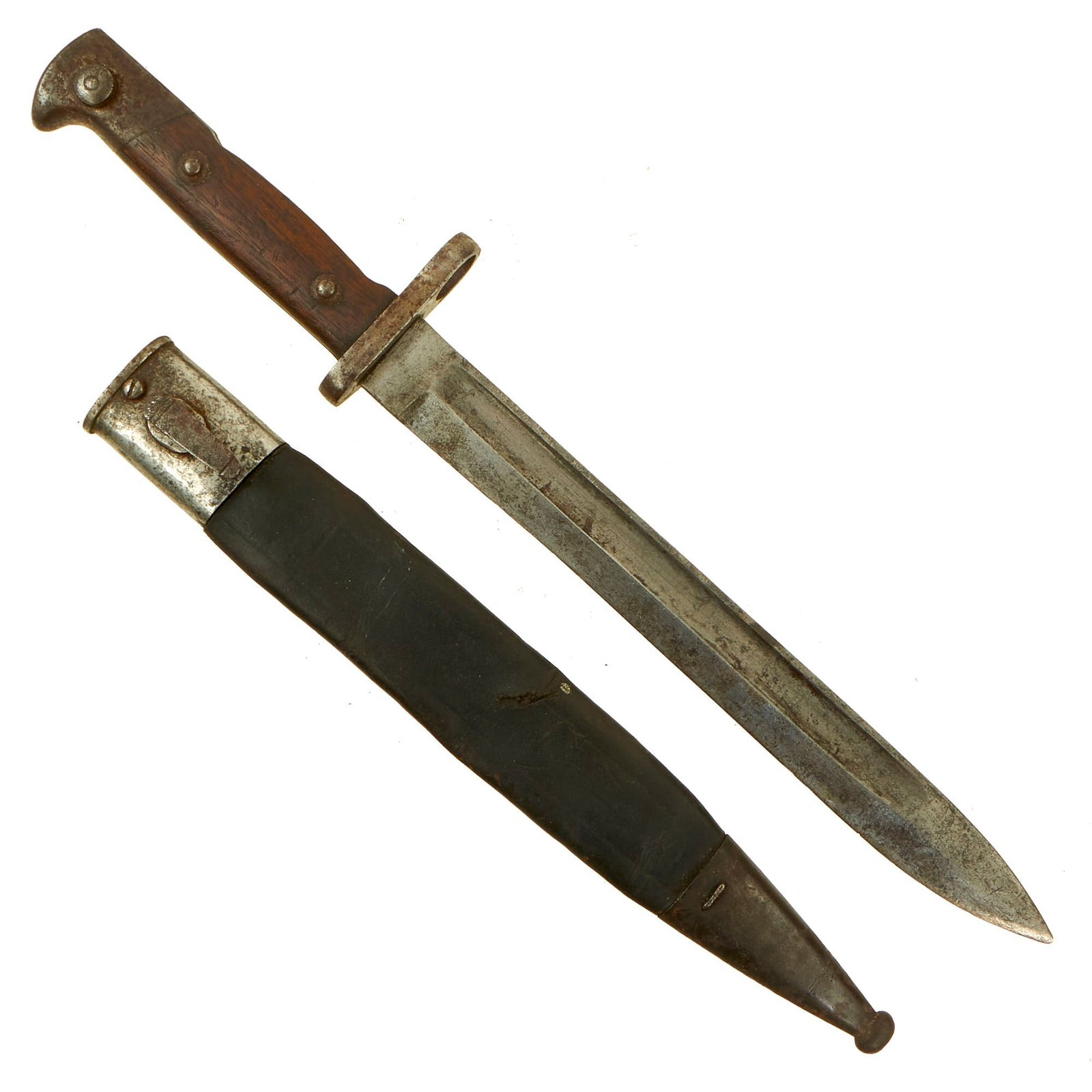 Buy Original Imperial German Samoan Civil War Regiment Marked Mauser Model 1871/84 Rifle Bayonet by Alexander Coppel of Solingen with Scabbard - Dated 1888 | Original Firearms Antique For Sale