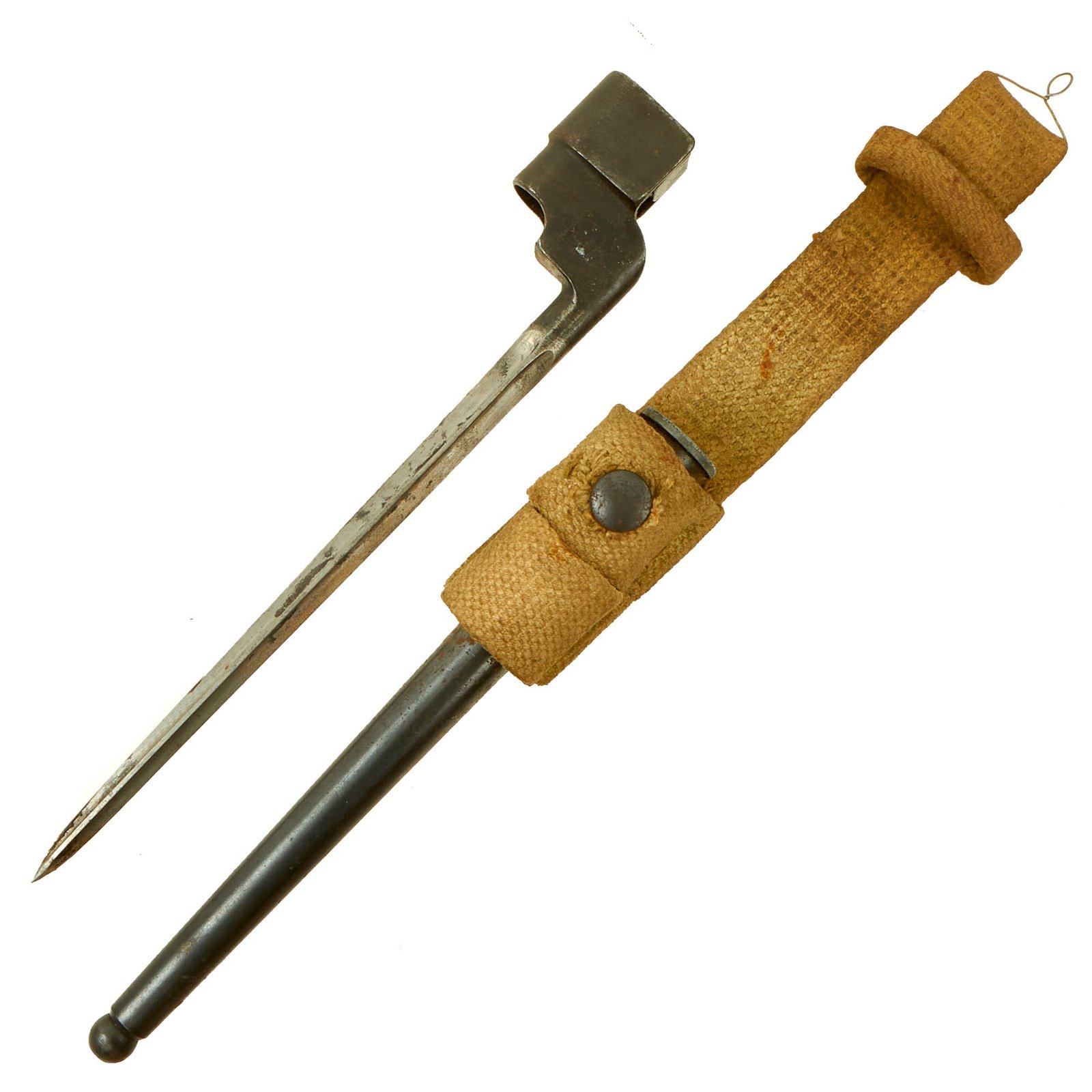 Buy Original Rare WWII British 1st Pattern Cruciform No.4 MKI Spike Bayonet with Frog | Original Firearms Antique For Sale
