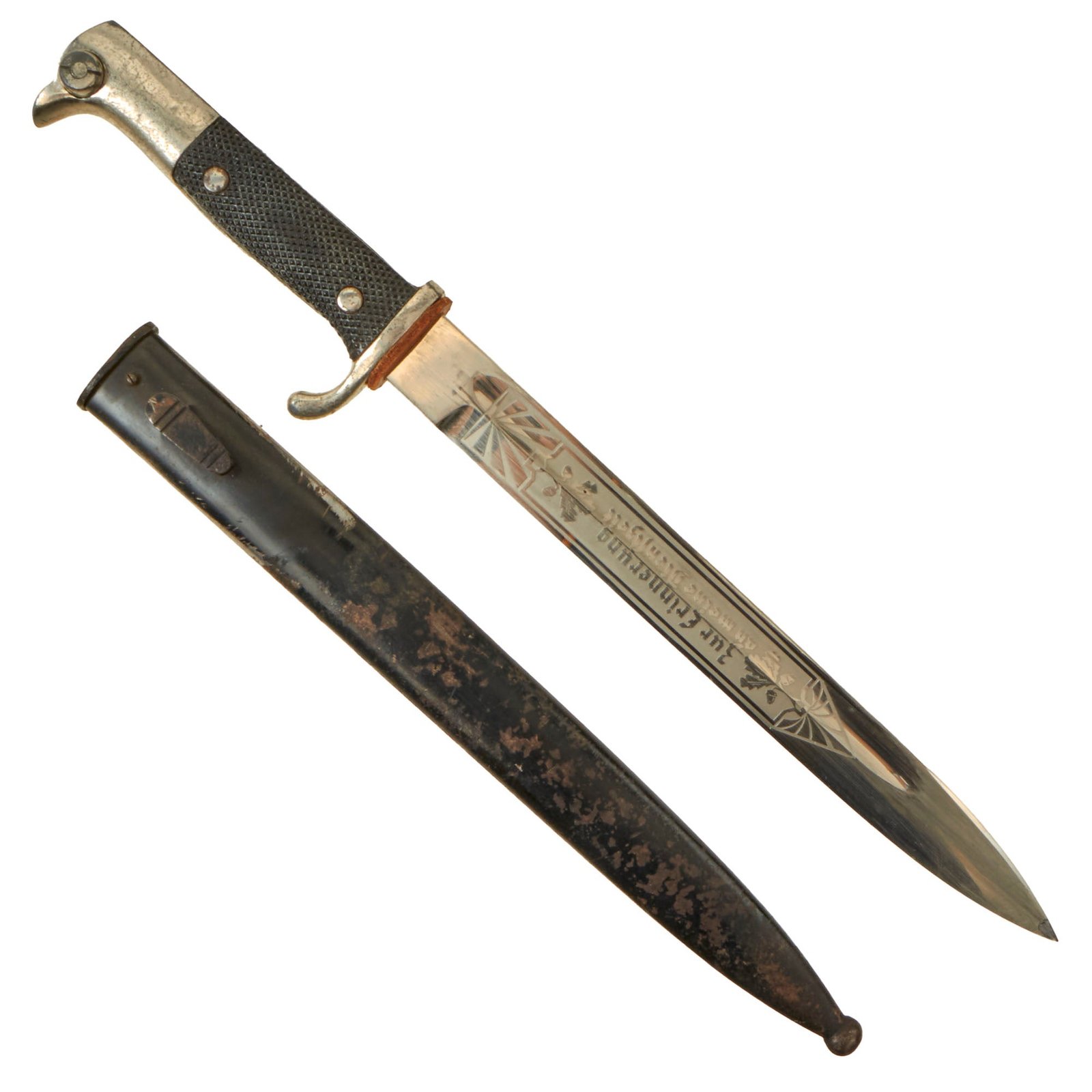 Buy Original German WWII Heer Single Etched Long 98k Dress Bayonet by Ernst Pack & Söhne with Scabbard | Original Firearms Antique For Sale