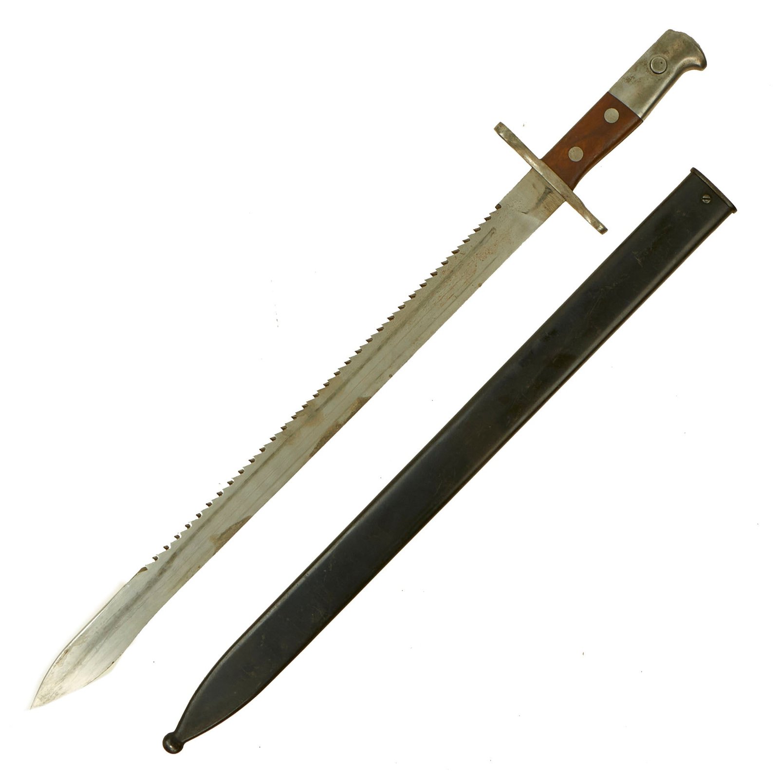 Buy Original WWI Swiss Model 1914 Pioneer Sawback Sword Bayonet by Schmidt-Rubin with Scabbard | Original Firearms Antique For Sale