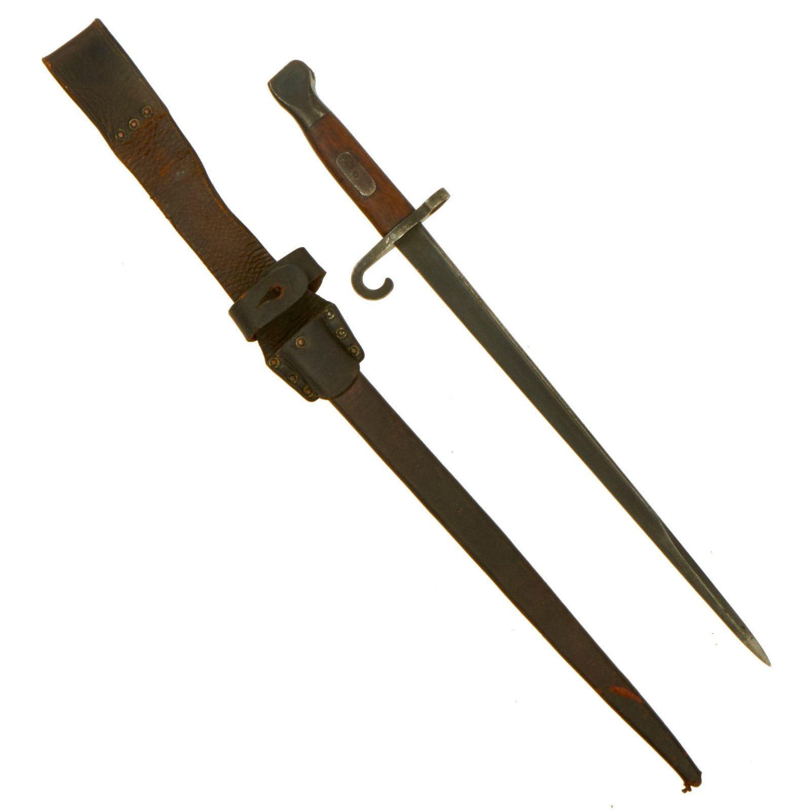 Buy Original Dutch M-1895 Mannlicher Infantry Rifle T-Back Hook Quillon Bayonet by ŒWG Steyr with Scabbard & Frog | Original Firearms Antique For Sale
