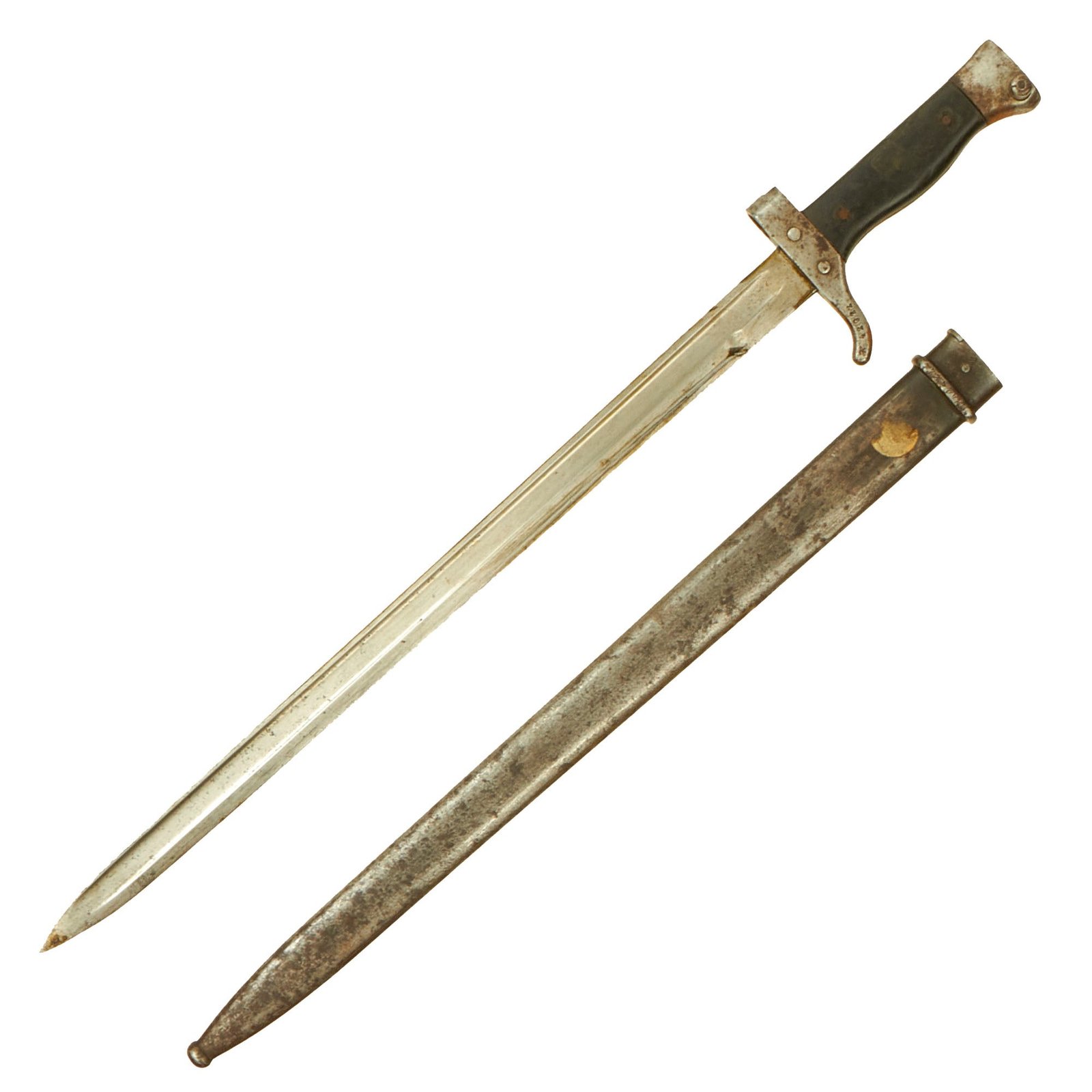 Buy Original French WWI Era M1892 Sword Bayonet and Scabbard For The 8mm Mannlicher-Berthier M1890 Carabine de Cavalerie (Cavalry Carbine) - Matching Serial | Original Firearms Antique For Sale