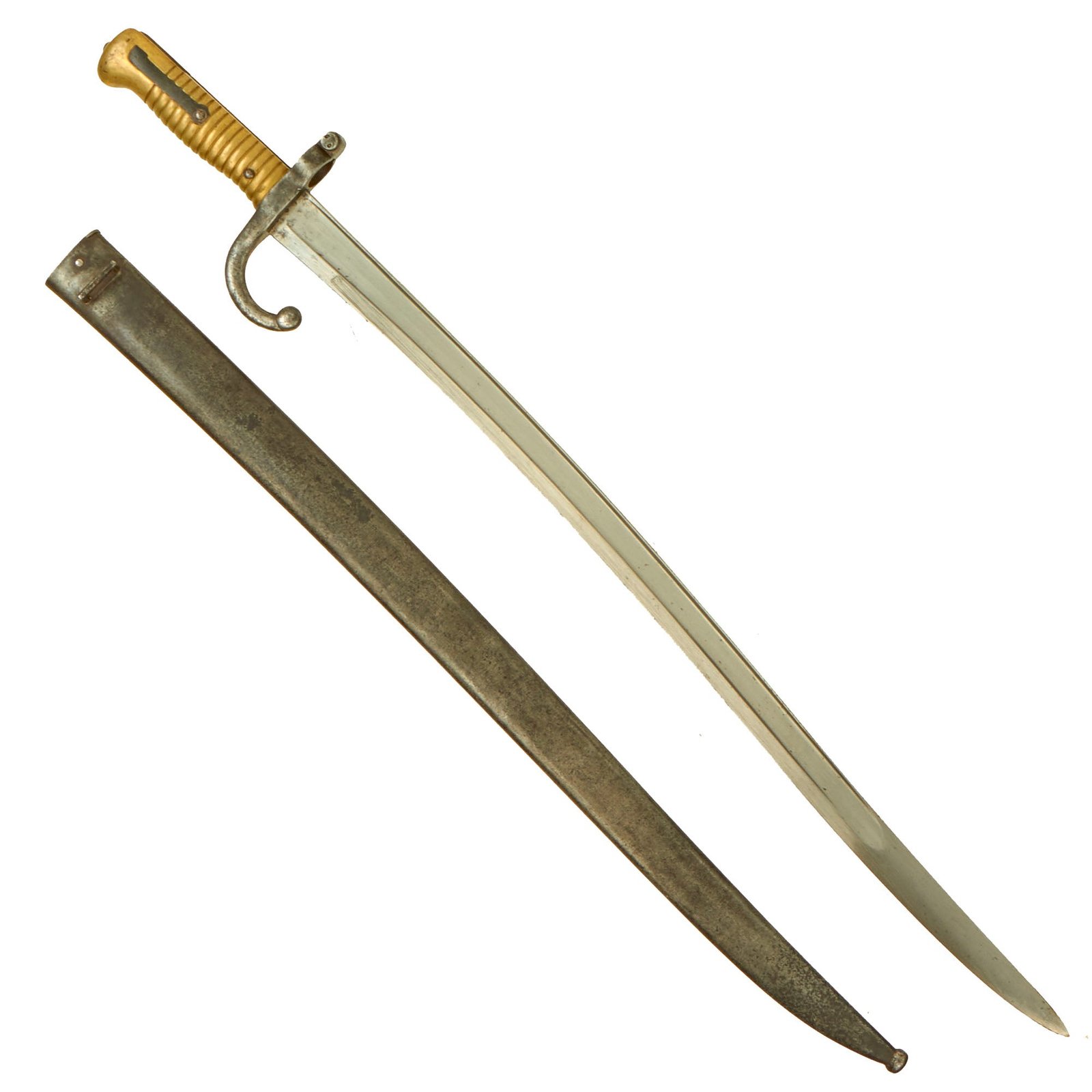 Buy Original French M1866 Chassepot Saber Bayonet by St. Étienne with Scabbard - dated 1870; Matching Serial | Original Firearms Antique For Sale