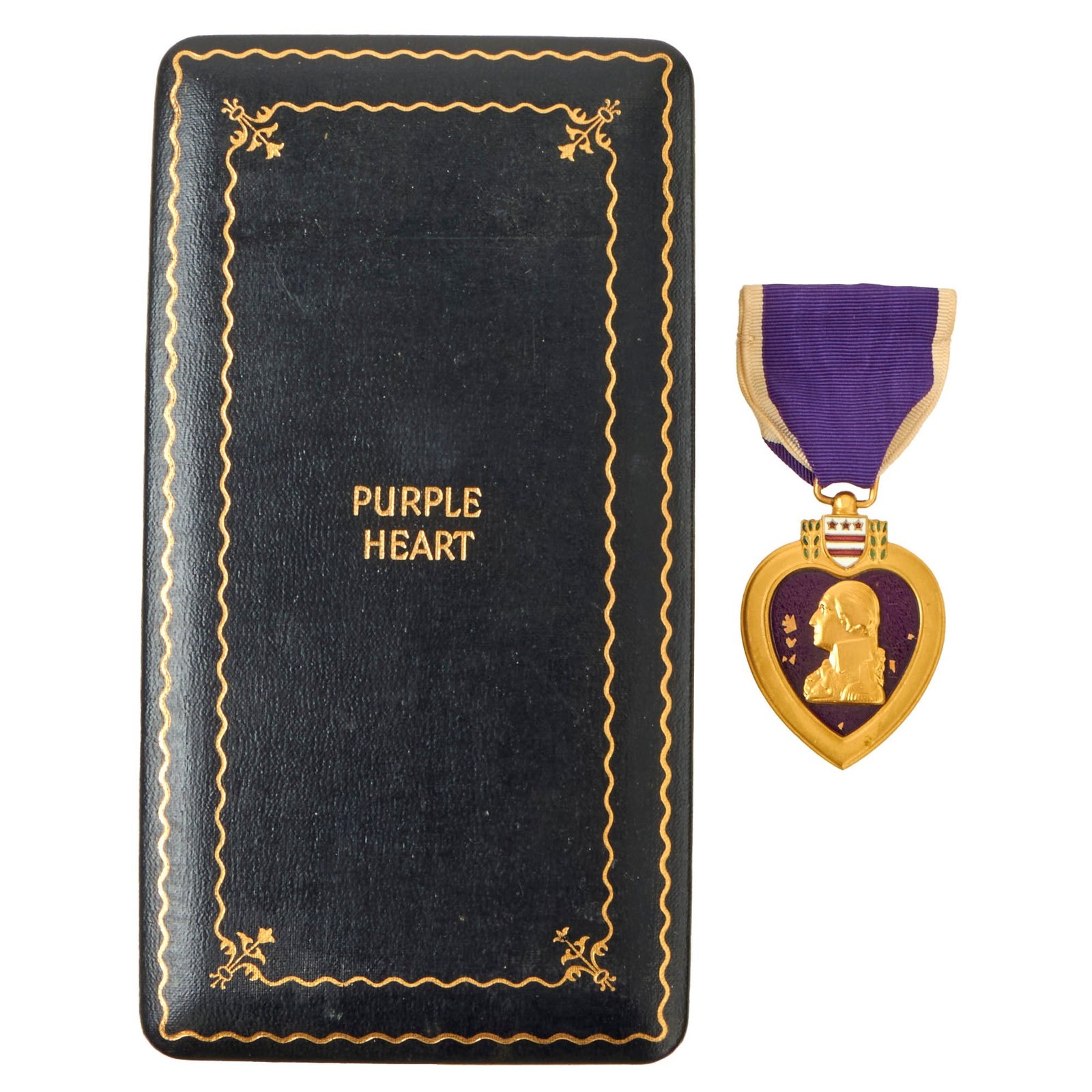 Buy Original U.S. WWII 1942 Rex Products Numbered US Army Purple Heart Medal With Presentation Box - Numbered 256985 | Original Firearms Antique For Sale