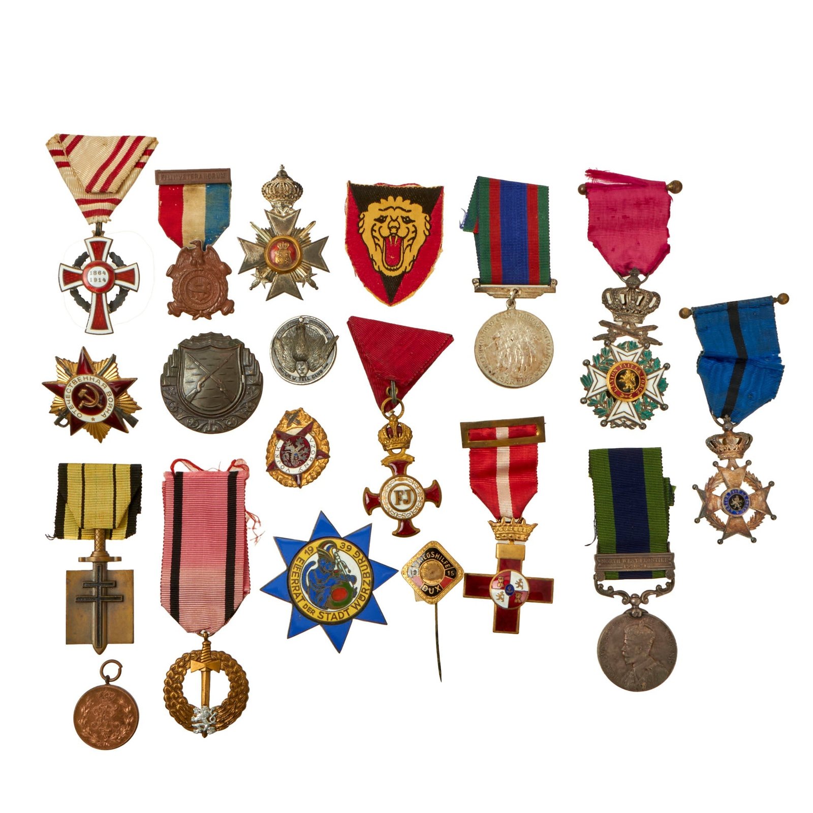 Buy Original WWI / WWII Era European & North American Military Medal Lot - 19 Items Total | Original Firearms Antique For Sale