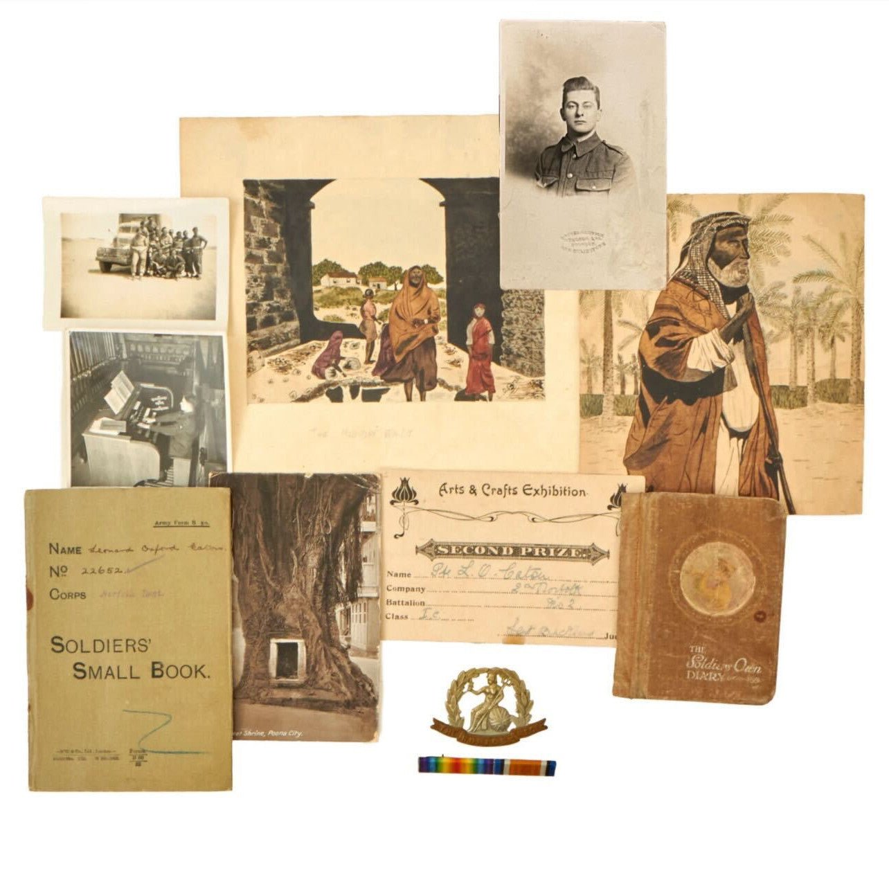 Buy Original British WWI Named 2nd Battalion Norfolk Regiment Diary & Drawing Group - India & Mesopotamian Campaign | Original Firearms Antique For Sale