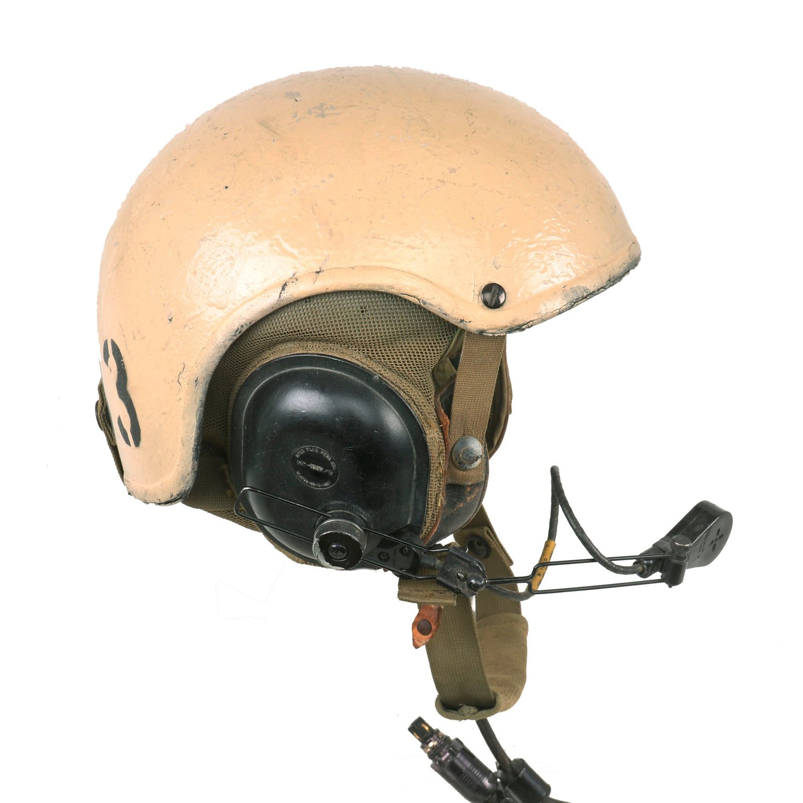 Buy Original U.S. Gulf War Desert Storm CVC DH-132A Tanker Helmet by Gentex with Desert Tan Camouflage | Original Firearms Antique For Sale