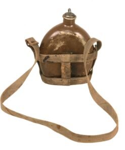 Buy Original U.S. WWII Captured Japanese Aluminum Canteen with Mail Home Label & Canvas Carrier | Original Firearms Antique For Sale