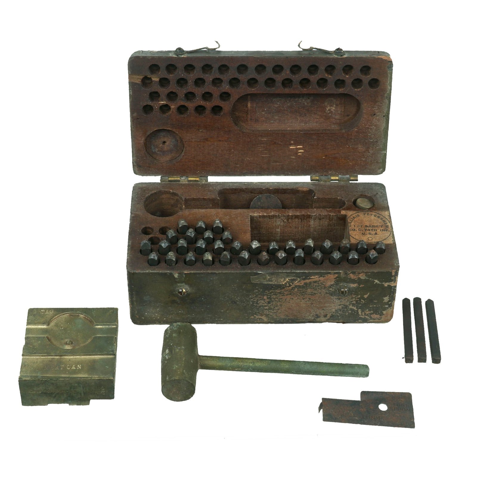 Buy Original U.S. WWI “Marking Outfit For Stamping Metal” M1910 Dog Tag Stamping Kit - Complete | Original Firearms Antique For Sale