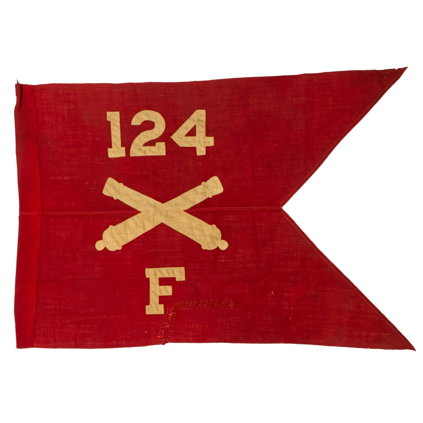 Buy Original U.S. WWI 33rd Division 124th Field Artillery M1895 Swallowtail Guidon - Fought at St. Mihiel & Meuse-Argonne - Extremely Scarce - 27½ x 41” | Original Firearms Antique For Sale