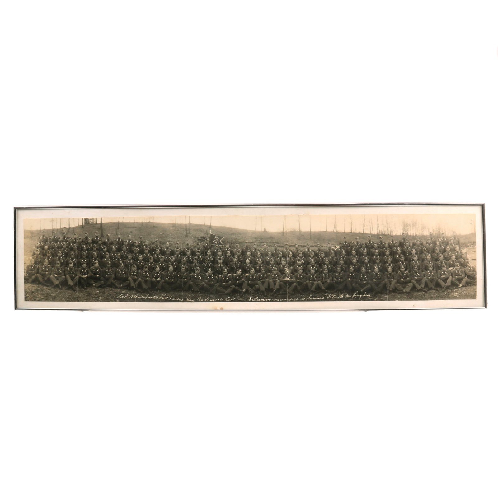 Buy Original U.S. WWII Operation Overlord “Big Red One” 18th Infantry Regiment Framed Panoramic Yardlong - Among the First to Land on D-Day - 9 x 38½” | Original Firearms Antique For Sale