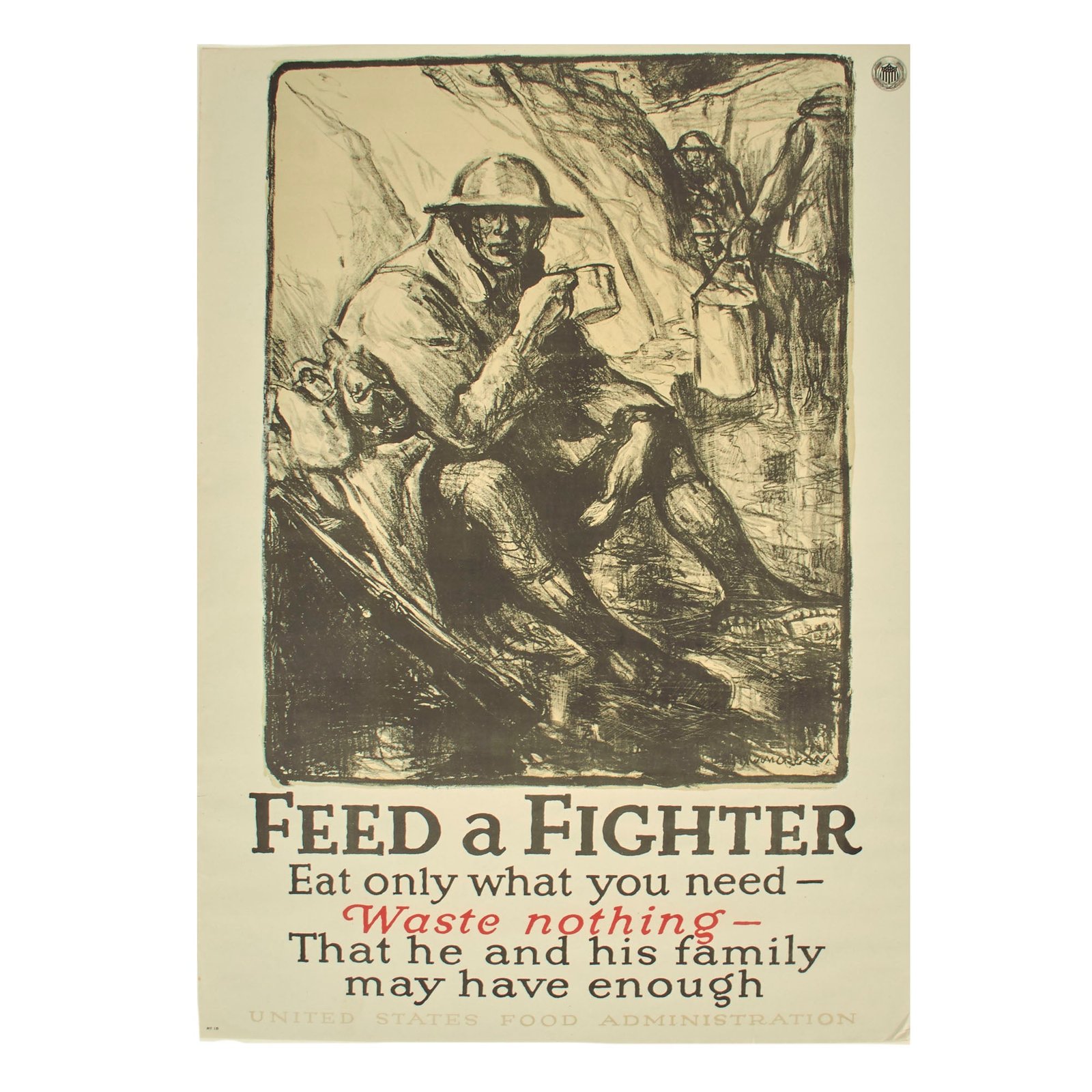 Buy Original U.S. WWI Feed A Fighter Food Administration Poster - 29” x 21” | Original Firearms Antique For Sale