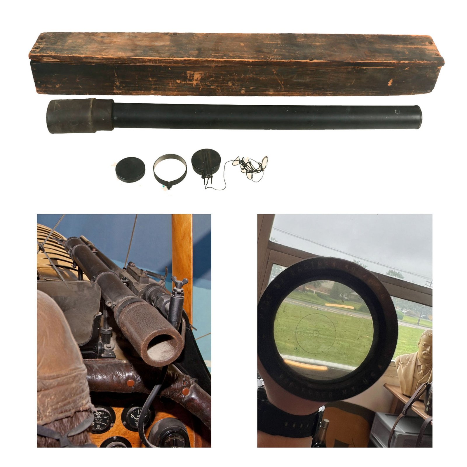 Buy Original U.S. WWI Scarce Aldis Aircraft Signal Corps Machine Gun Unit Sight Type A by Kodak in Original Crate | Original Firearms Antique For Sale
