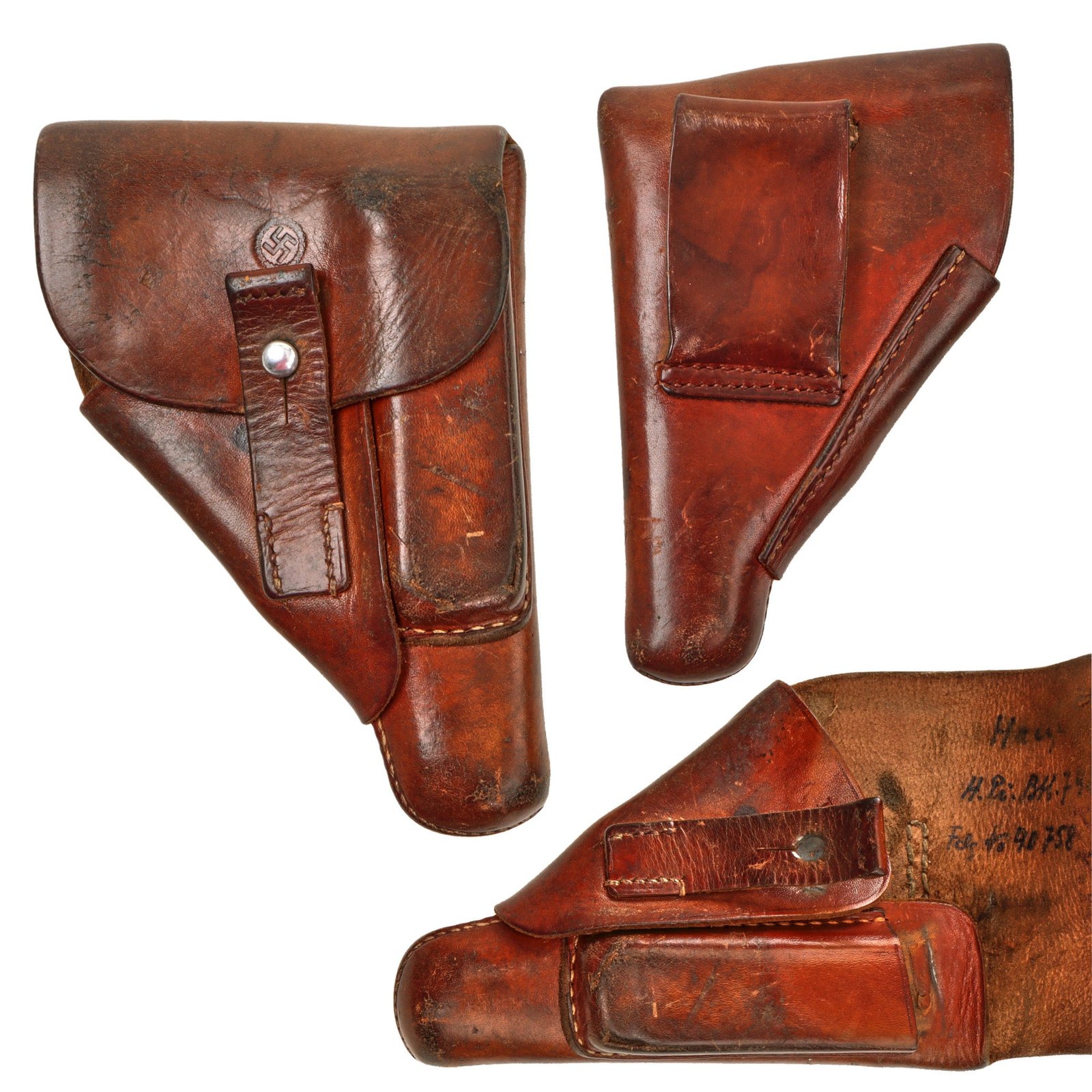 Original German WWII Rare NSDAP Political Leader Walther PPK Pistol Brown Leather Breakaway Holster
