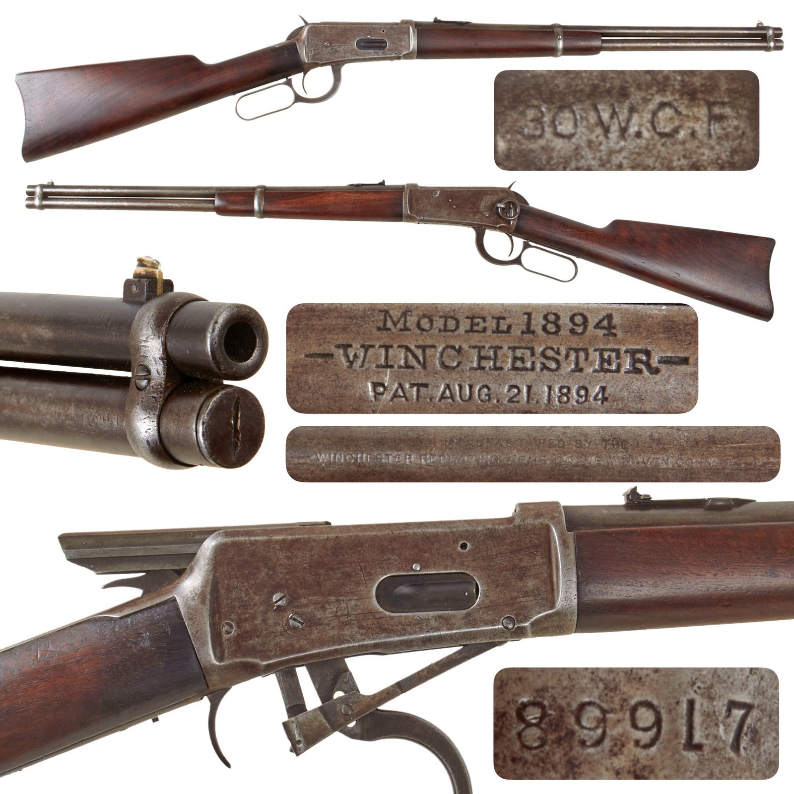 Original U.S. Antique Winchester Model 1894 .30-30 W.C.F. Saddle Ring Carbine Made in 1897 - Serial 89917