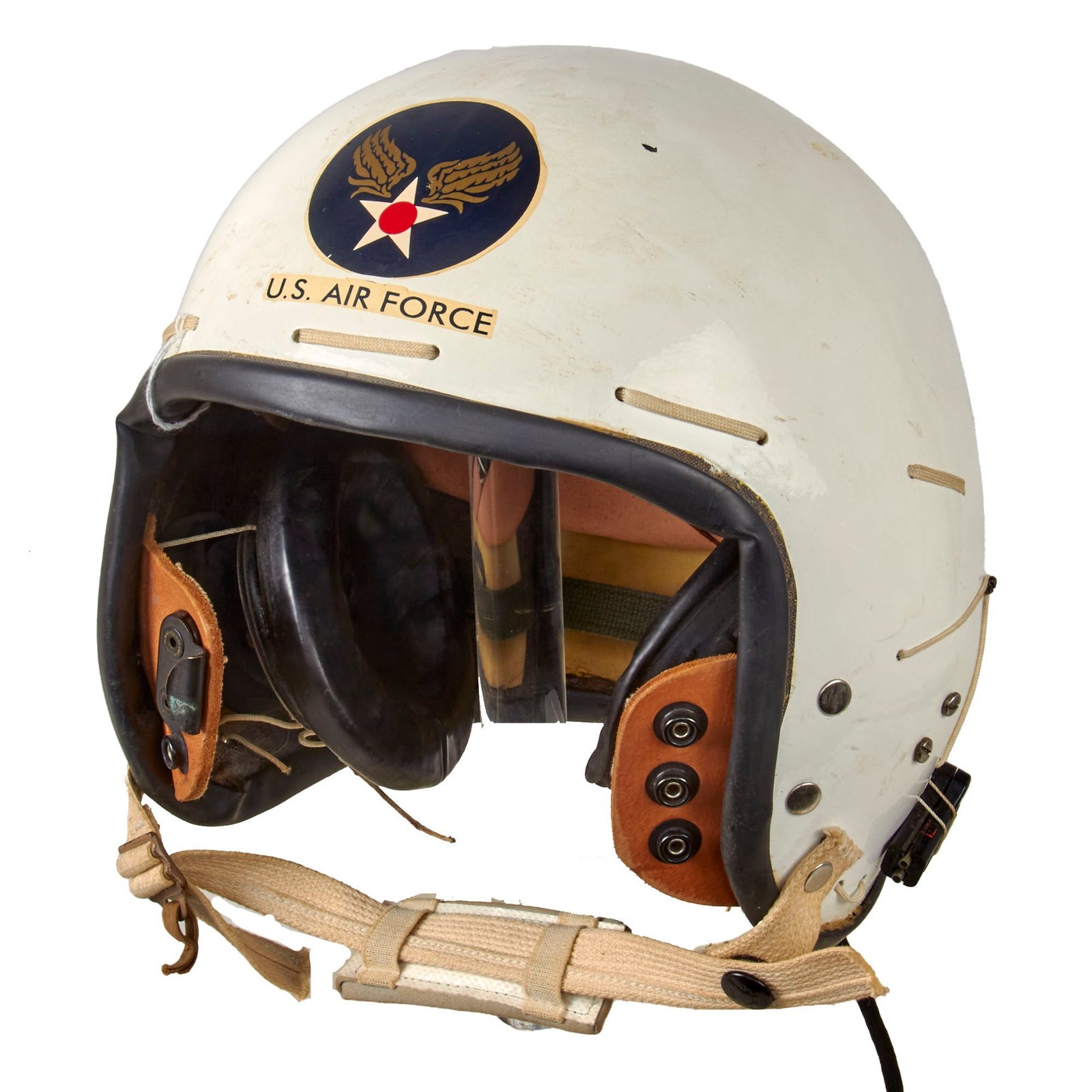 Original U.S. Korean War Air Force Type P1 Flying Helmet with Incompatible MS-22001 Oxygen Mask