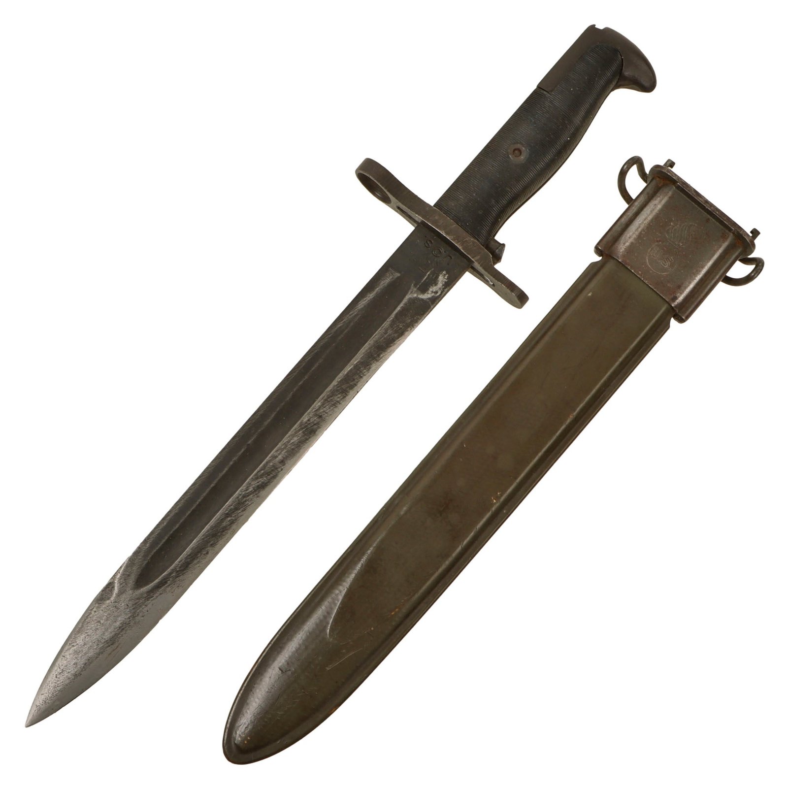Original U.S. WWII M1 Garand 10 inch Bayonet by Union, Fork & Hoe with M7 Scabbard - Heavily Sharpened