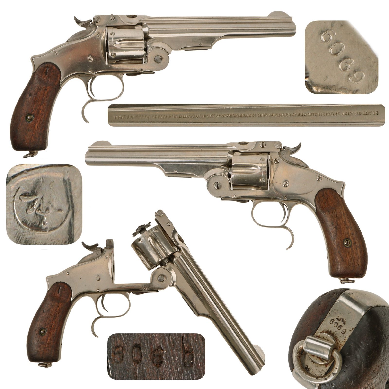 Original U.S. Smith & Wesson Nickel Plated Japanese Army Contract No. 3 Russian 3rd Model .44cal Revolver -  Matching serial 6069