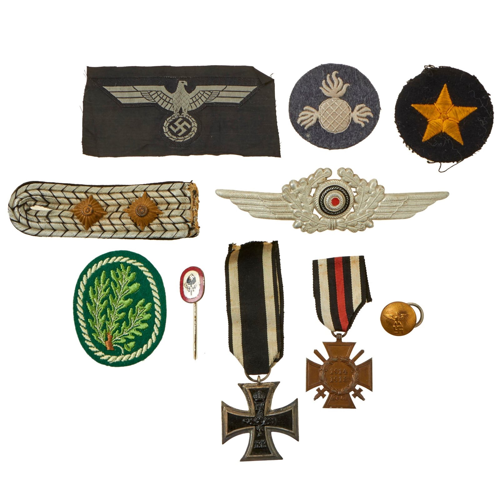 Buy Original German WWI - WWII Award and Insignia Grouping with 1914 EKII, Hindenburg Cross, and More - 10 Items | Original Firearms Antique For Sale