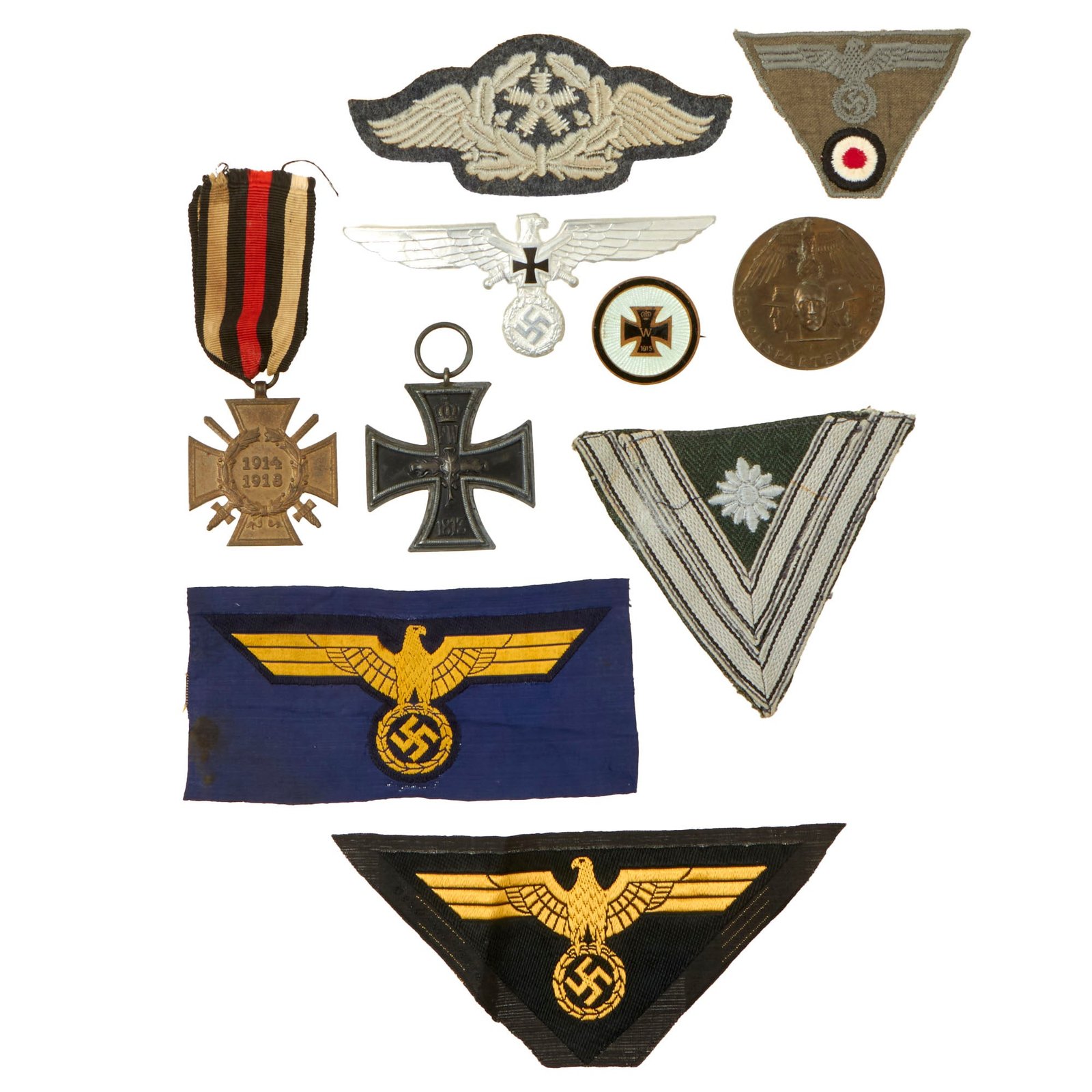 Buy Original German WWI - WWII Award and Insignia Grouping with 1914 EKII, Hindenburg Cross, and More - 10 Items | Original Firearms Antique For Sale