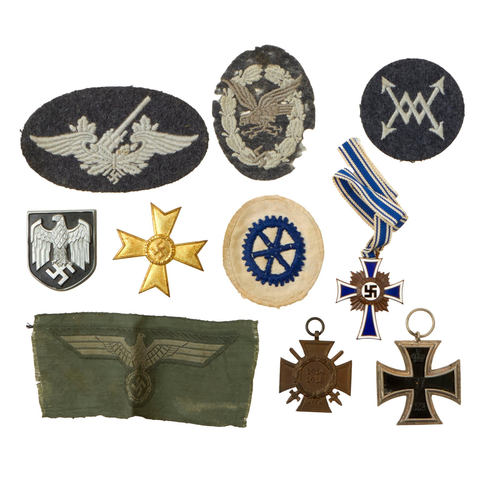 Buy Original German WWI - WWII Medal & Insignia Grouping with 1914 EKII, Bronze Mother's Cross, and More - 10 Items | Original Firearms Antique For Sale