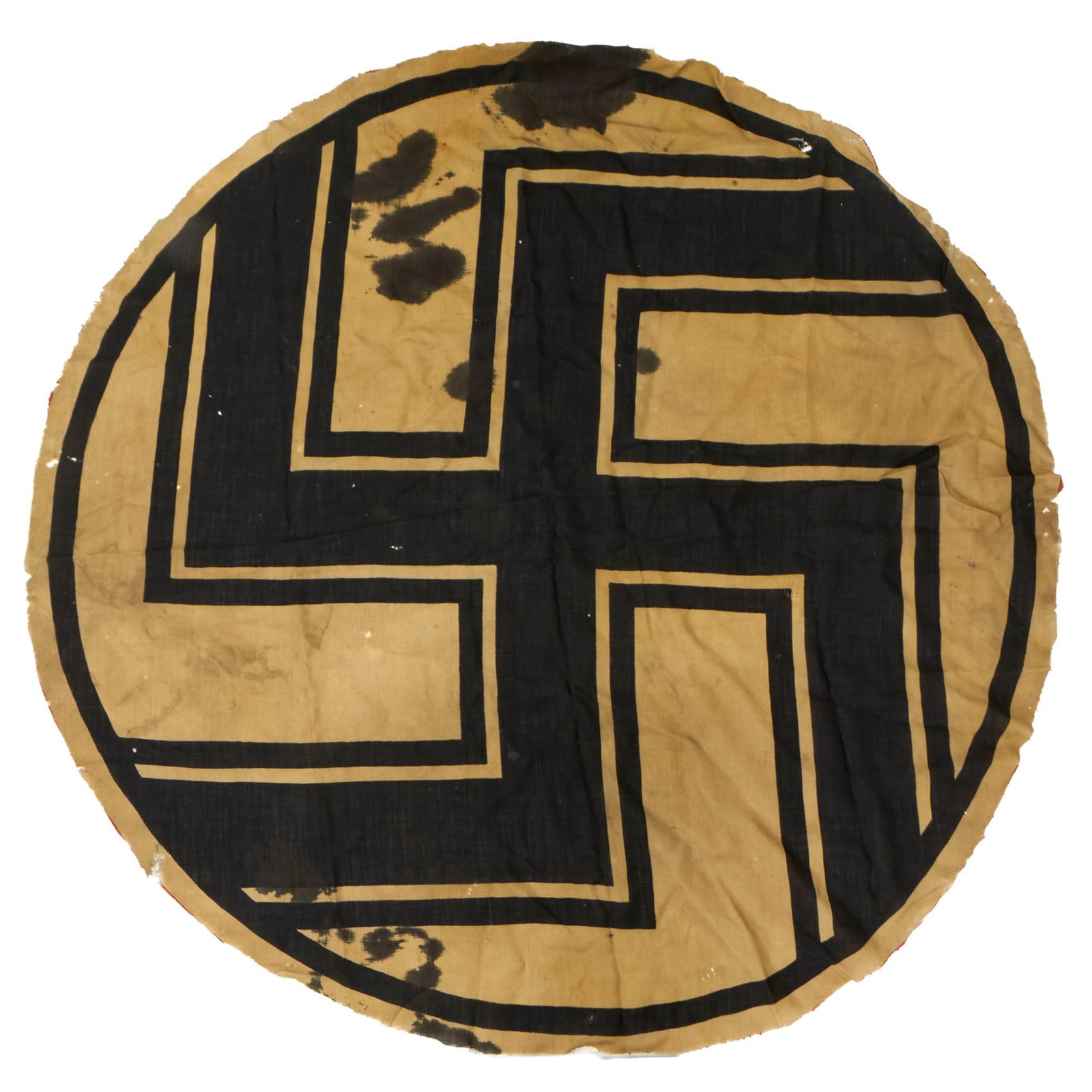 Buy Original German WWII Service Worn NSDAP State Service Flag 57" Wide Cutout Central Insignia - Reichsdienstflagge | Original Firearms Antique For Sale
