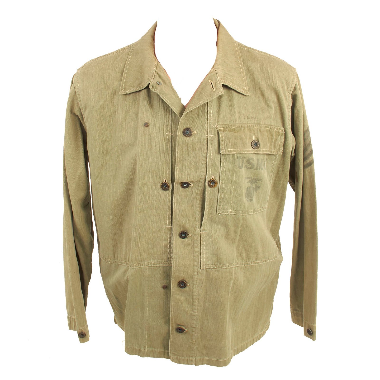 Buy Original U.S. WWII Named US Marine Corps HBT Coveralls Tailored To “P41” Jacket Size | Original Firearms Antique For Sale