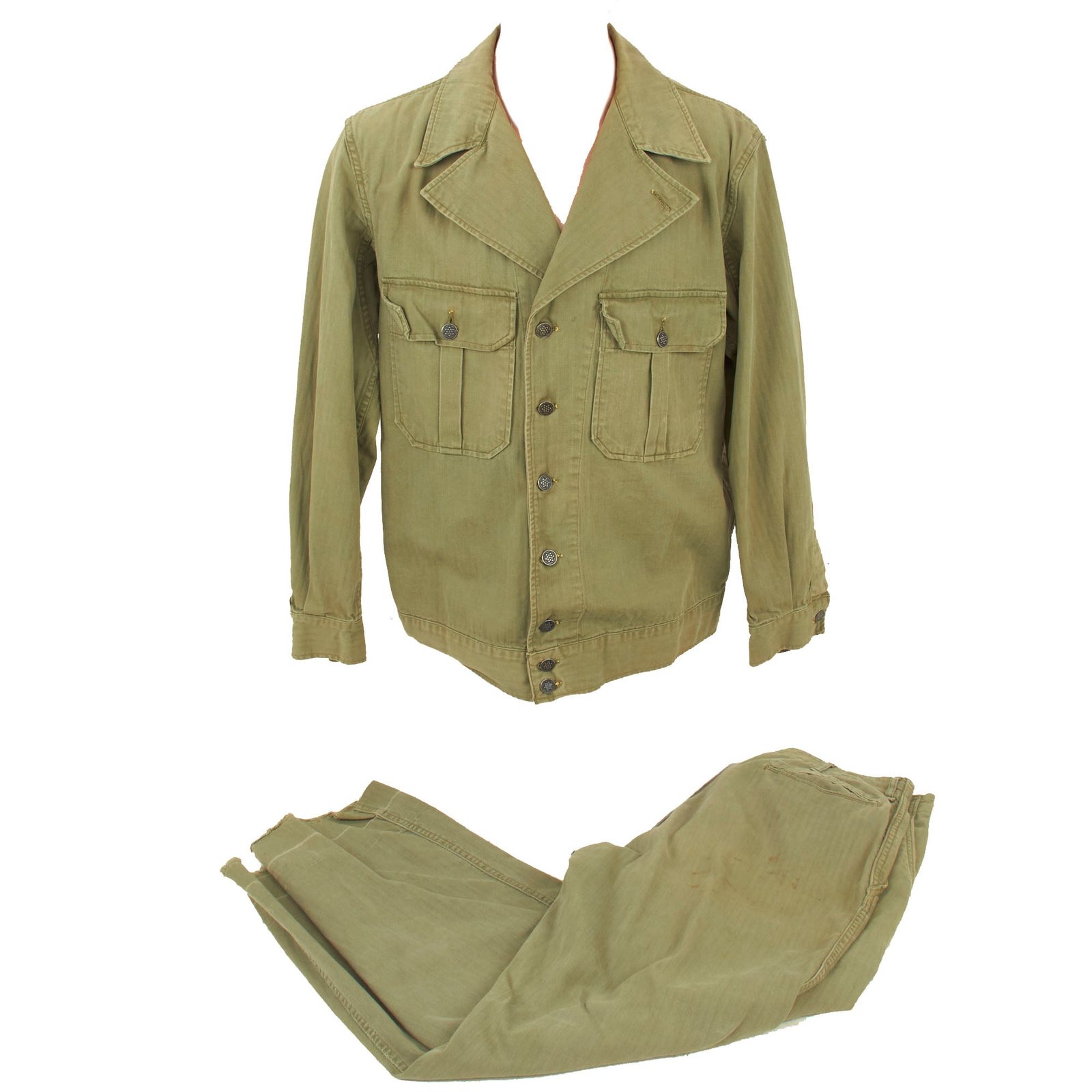 Buy Original U.S. Army WWII M-1941 Herringbone Twill HBT Uniform Set As Featured In Reference Book | Original Firearms Antique For Sale