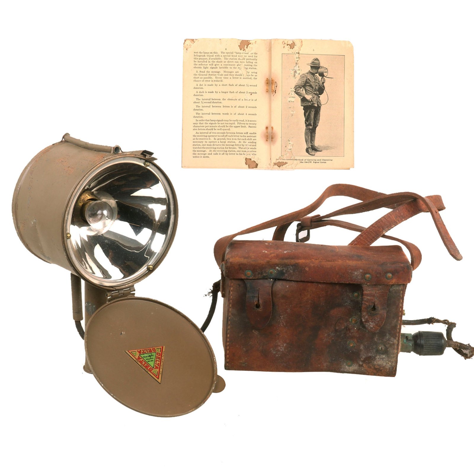 Buy Original U.S. WWI 14-CM. Signal Lamp Type EE-6 with Battery Case & Instruction Manual by Delta | Original Firearms Antique For Sale