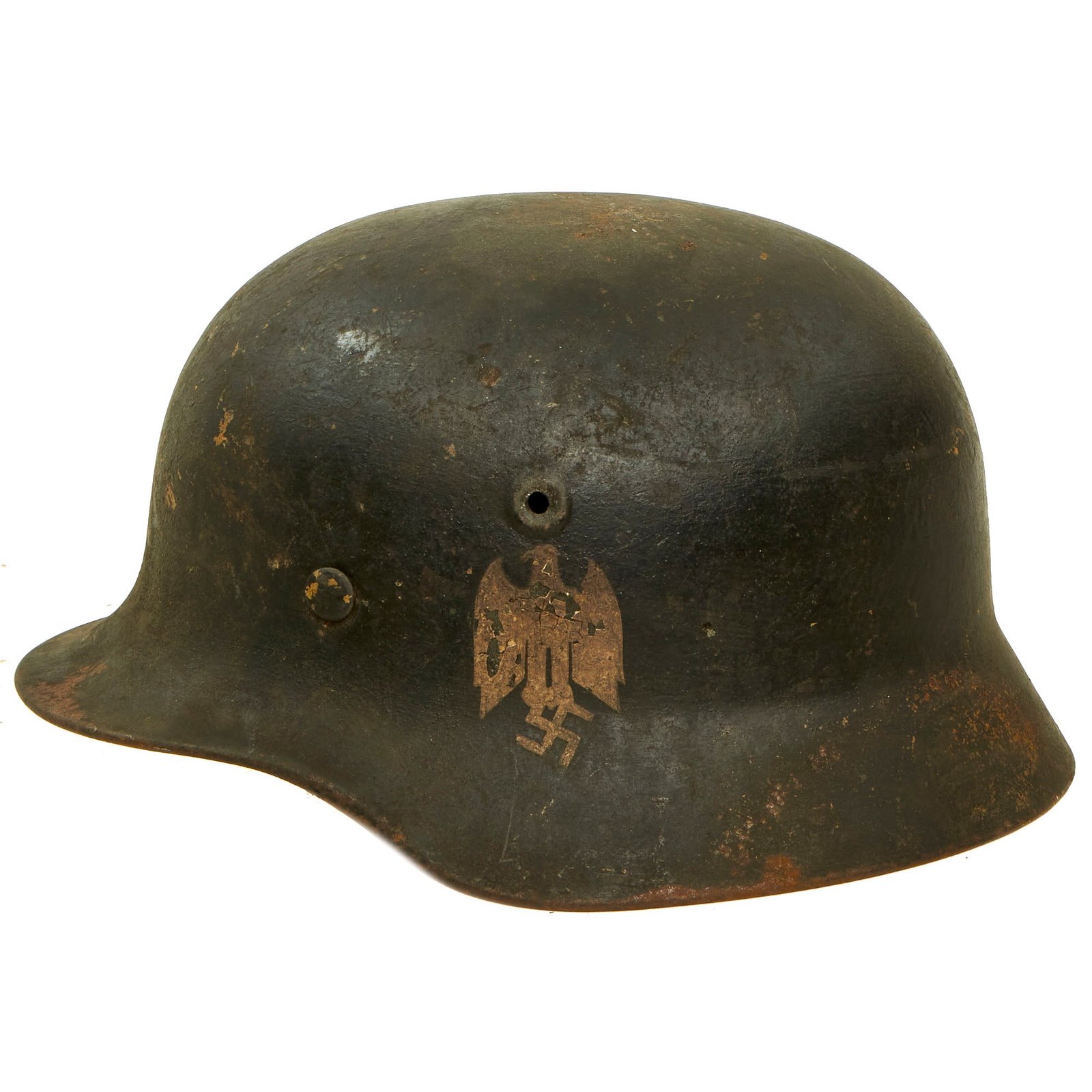 Buy Original German WWII USGI Decorated M40 Army Heer Helmet with Relic Liner & Chinstrap - Stamped Q64 | Original Firearms Antique For Sale