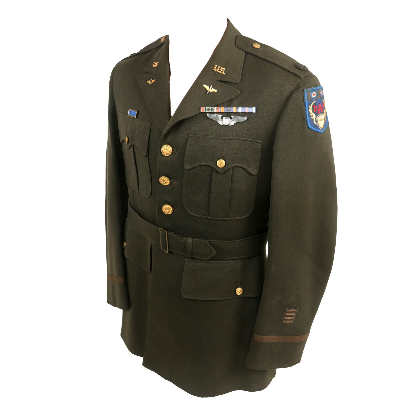 Buy Original U.S. WWII Lieutenant Colonel Powers US Army Desert Air Task Force Patched Officer’s Winter Service Class A Uniform Coat | Original Firearms Antique For Sale