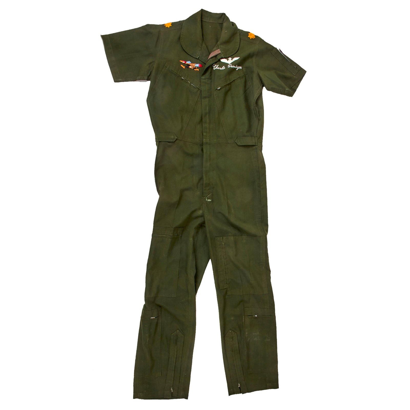 Original U.S. Vietnam War Named “Sawadee” Party Flight Suit to Bronze Star Recipient Major Charles Harry Croninger with Direct-Embroidered Insignia