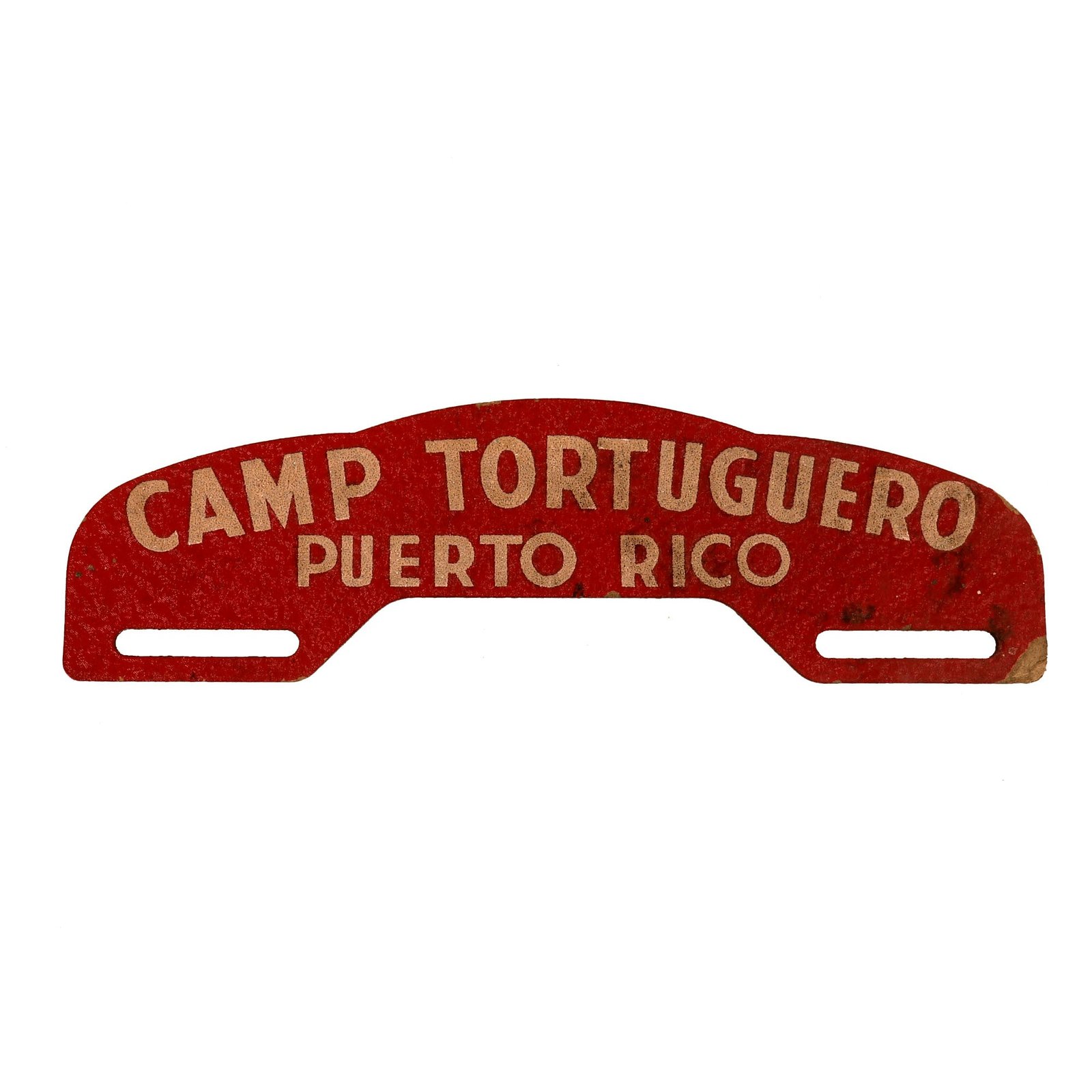 Buy Original U.S. WWII Era Camp Tortuguero Puerto Rico License Plate Topper | Original Firearms Antique For Sale