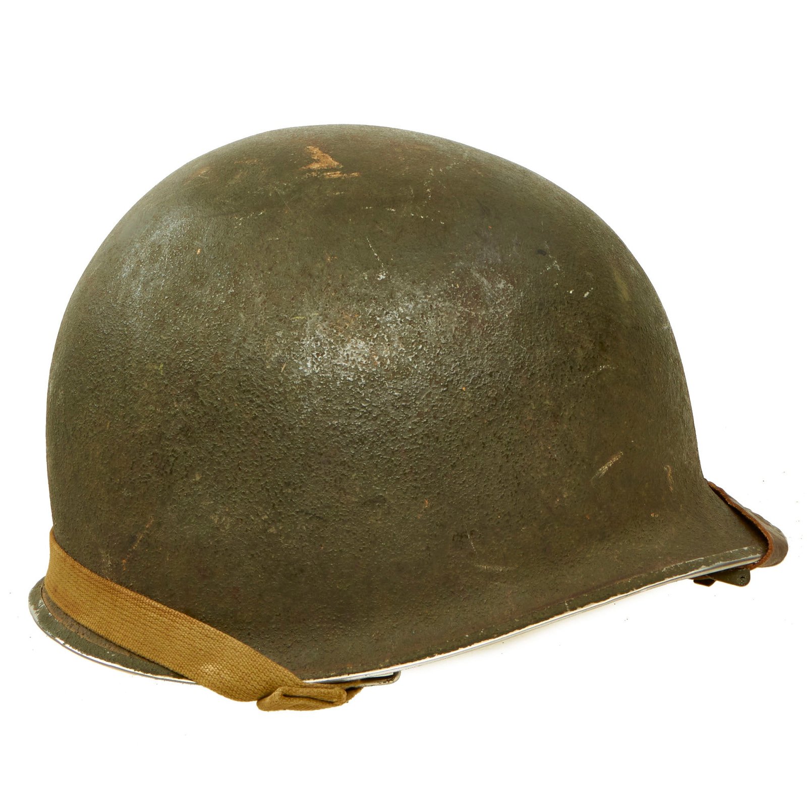 Buy Original U.S. WWII Named Early 1943 M1 McCord Front Seam Fixed Bale Helmet with Westinghouse Liner - Complete | Original Firearms Antique For Sale