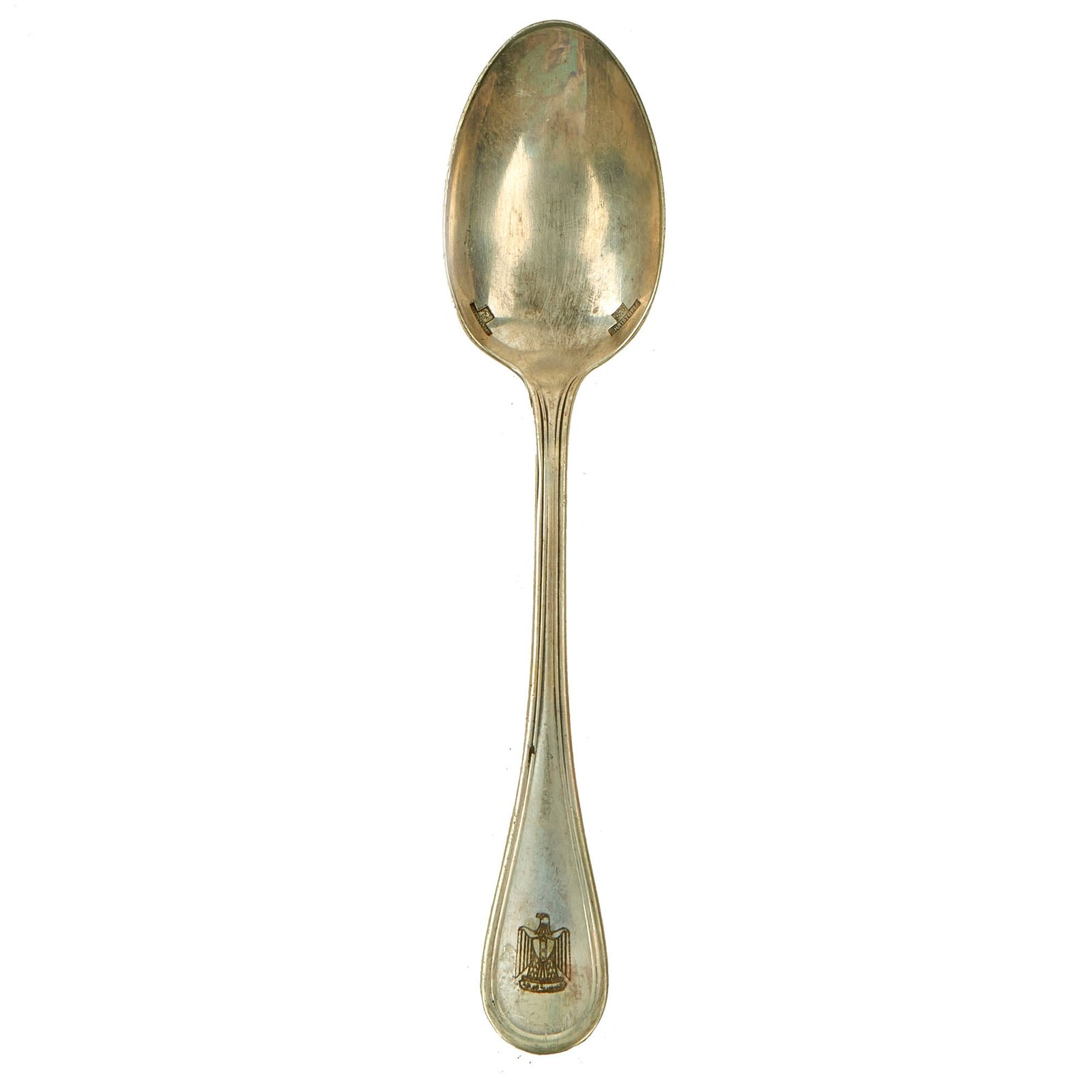 Buy Original Iraq War Saddam Hussein Silver Plated Oval Pattern Teaspoon with Iraq Coat of Arms - Manufactured by Christofle of France | Original Firearms Antique For Sale