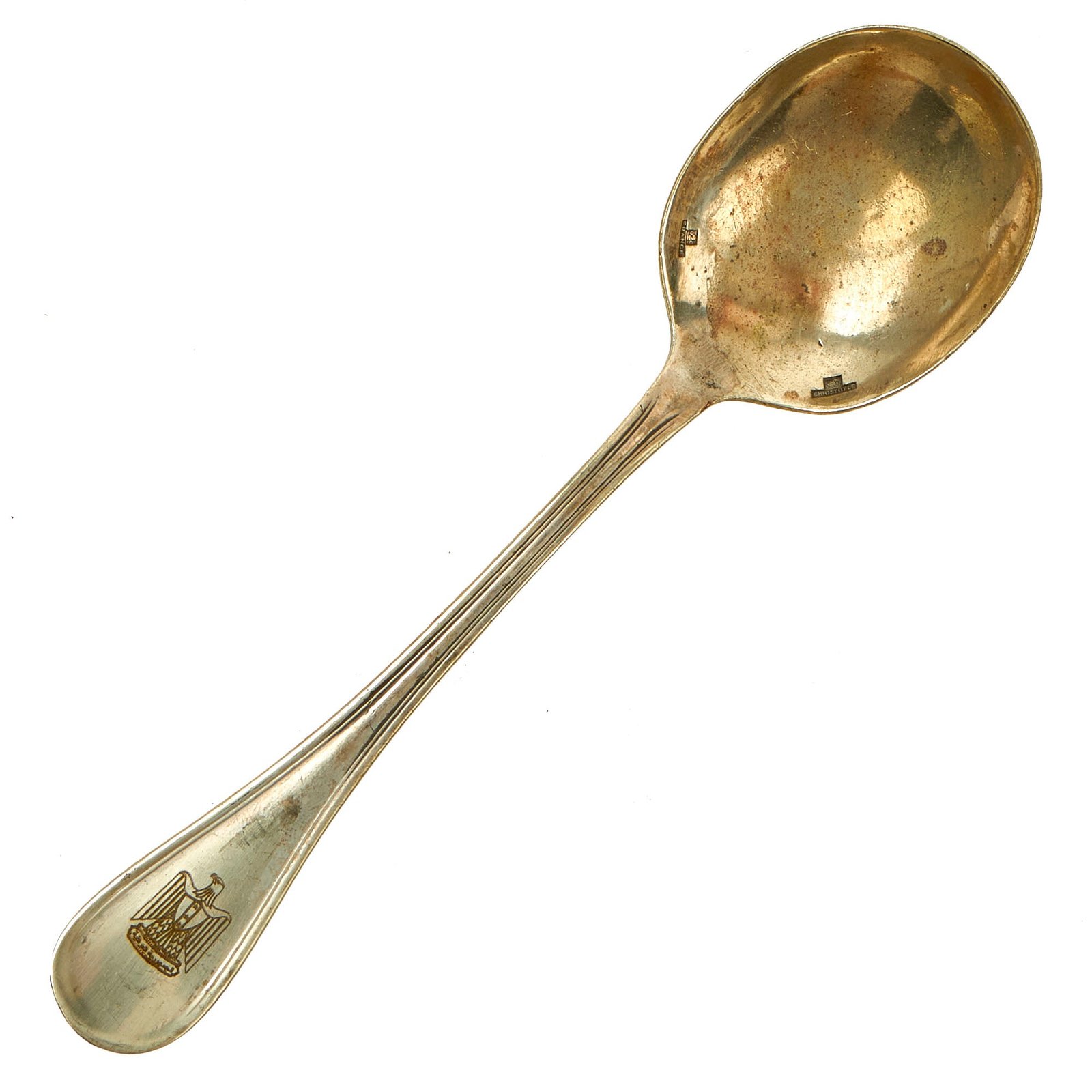 Buy Original Iraq War Saddam Hussein Silver Plated Soup Spoon with Iraq Coat of Arms - Manufactured by Christofle of France | Original Firearms Antique For Sale