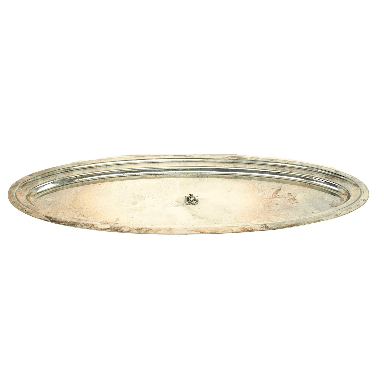 Buy Original Iraq War Saddam Hussein Silver Plated Serving Tray with Iraq Coat of Arms - From Basra Airport - Christofle Silver | Original Firearms Antique For Sale