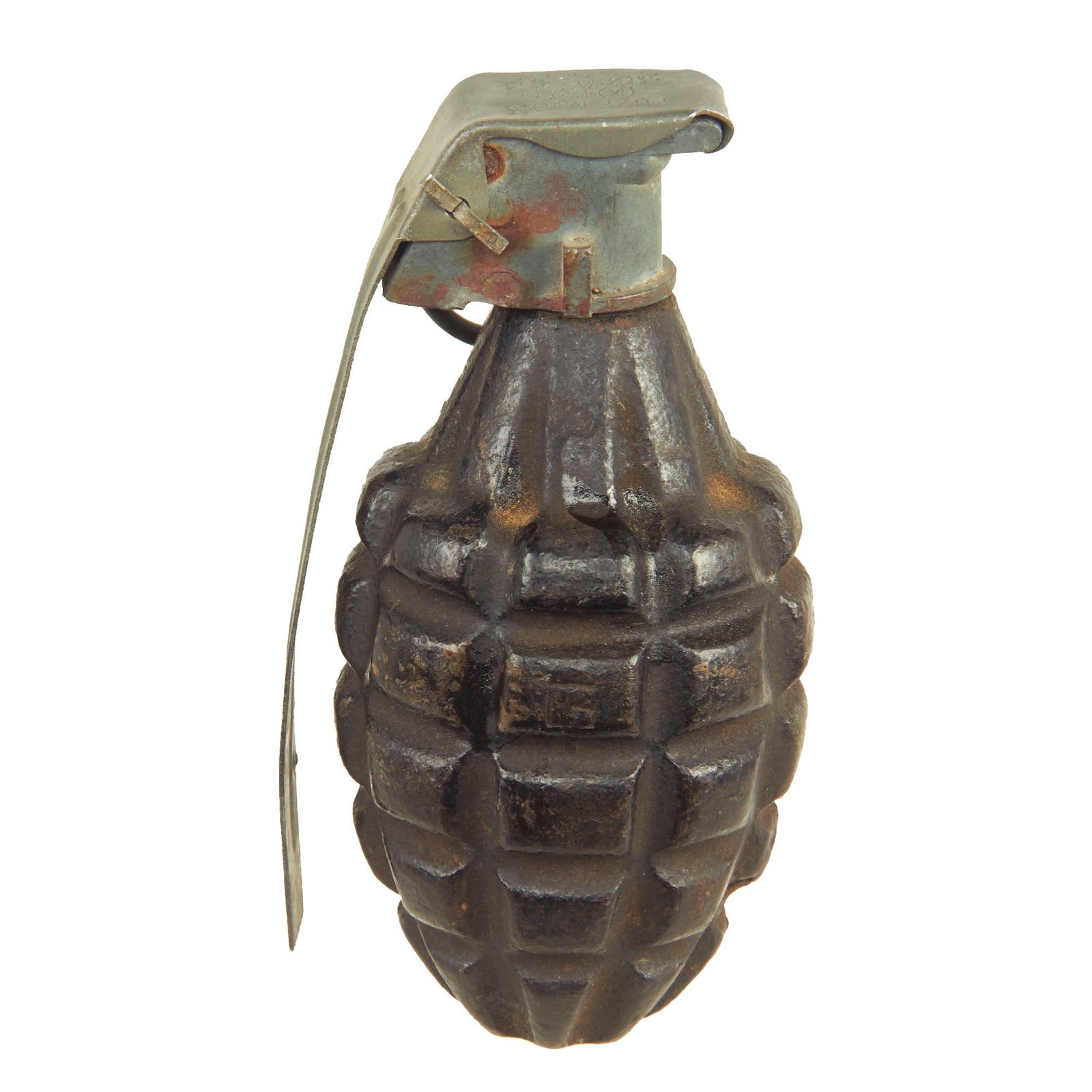 Buy Original U.S. Pre-WWII Inert Early MkII Pineapple Grenade with Fuze - Black 1920s/30s Era | Original Firearms Antique For Sale